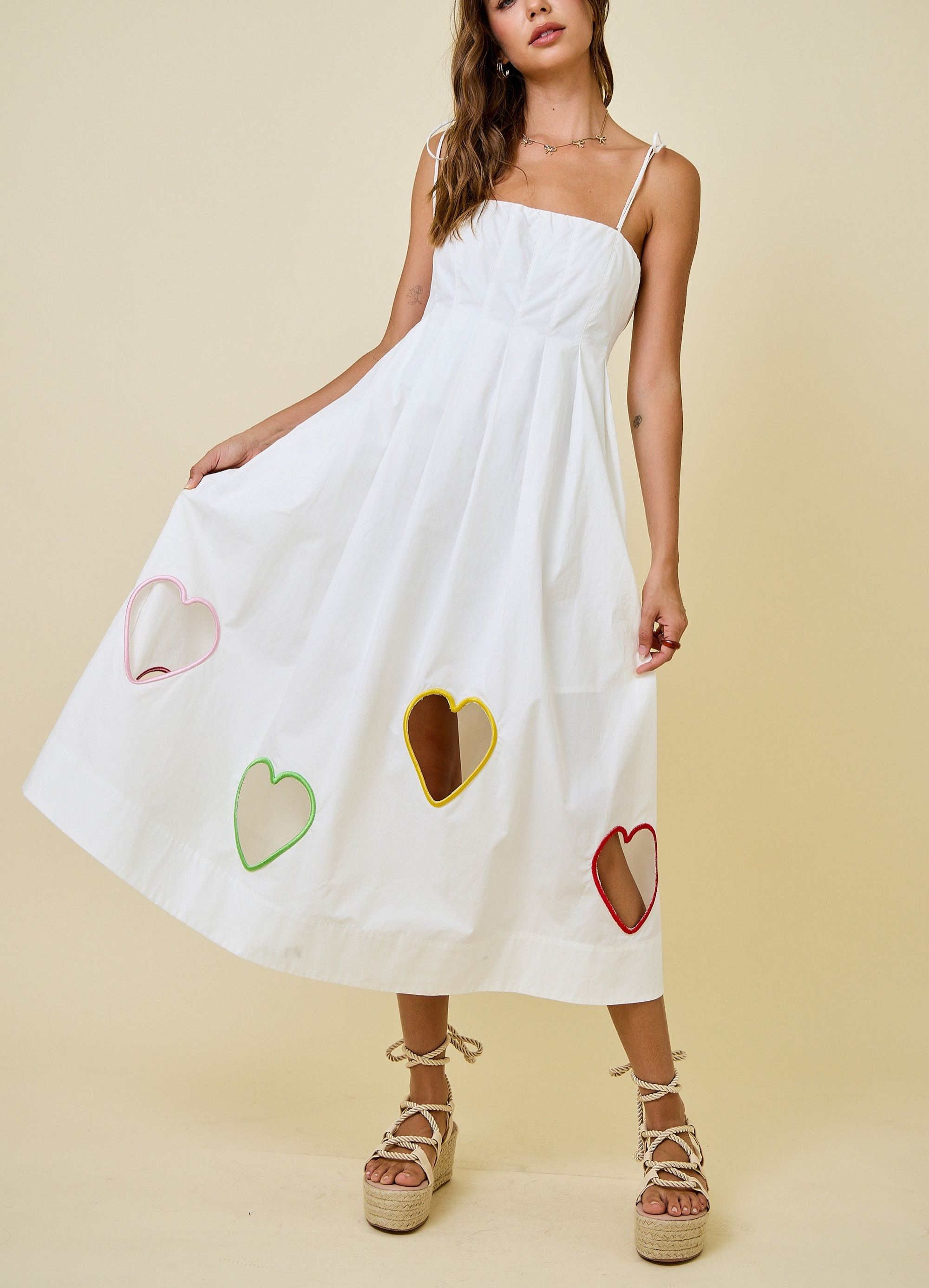Valentines Heart Cut Out Midi Dress