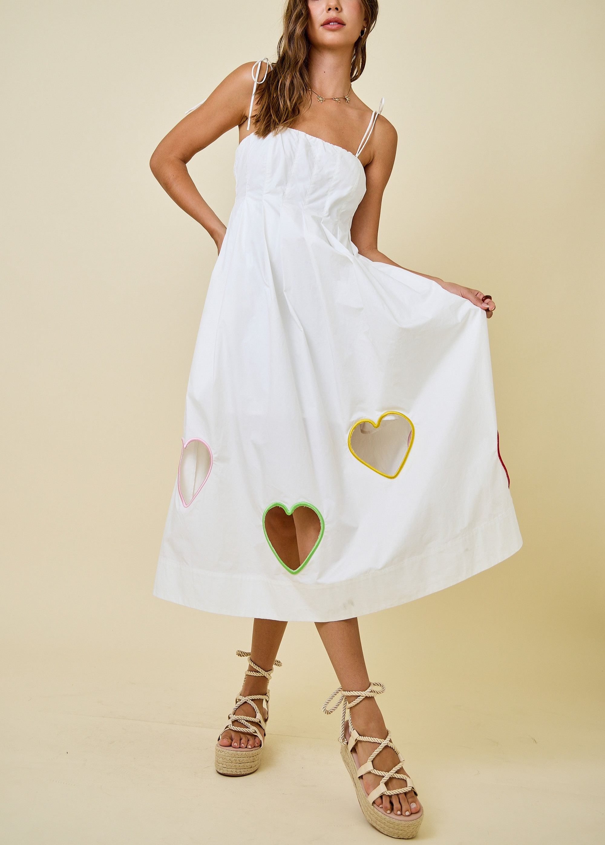 Valentines Heart Cut Out Midi Dress