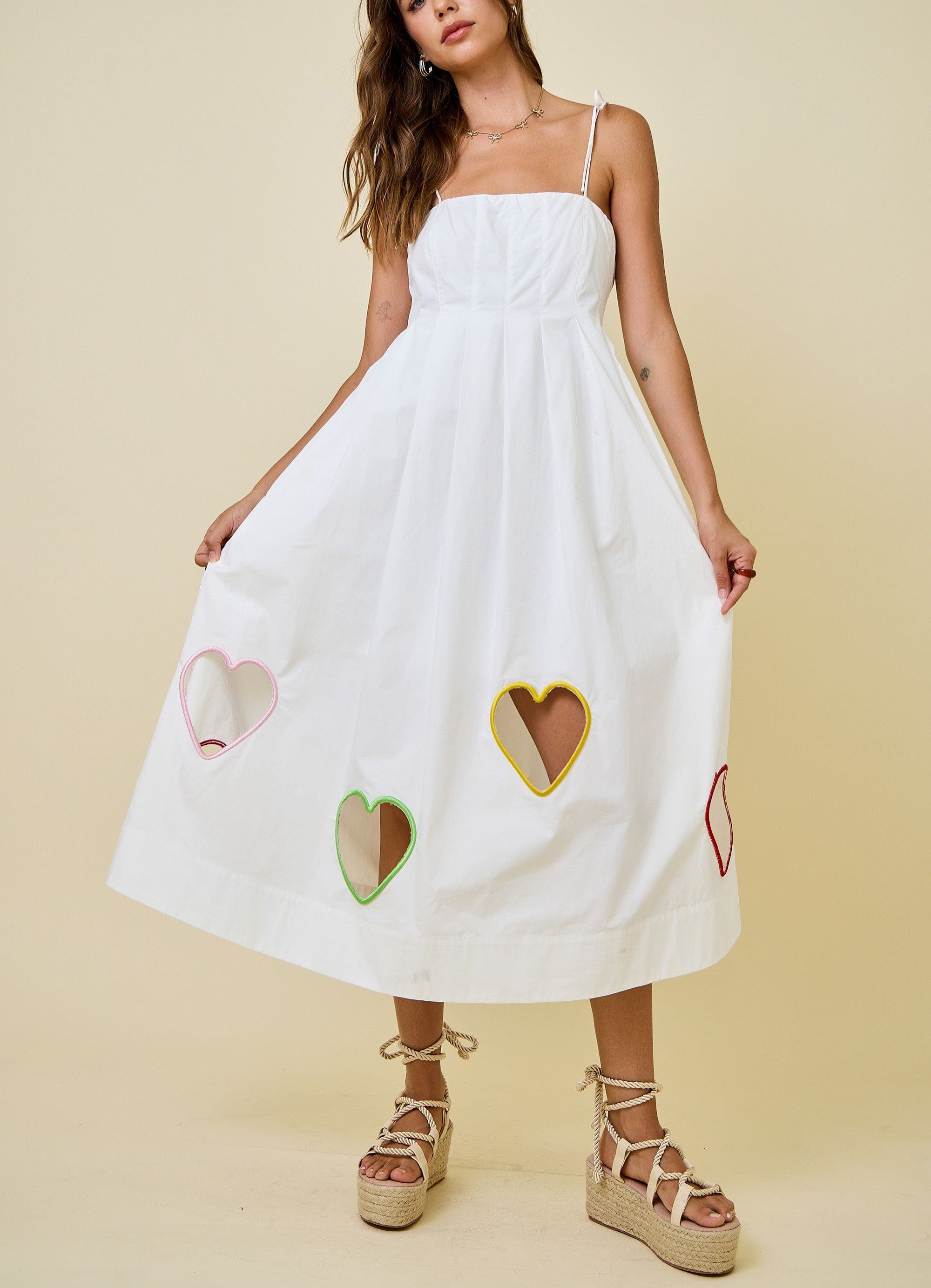 Valentines Heart Cut Out Midi Dress