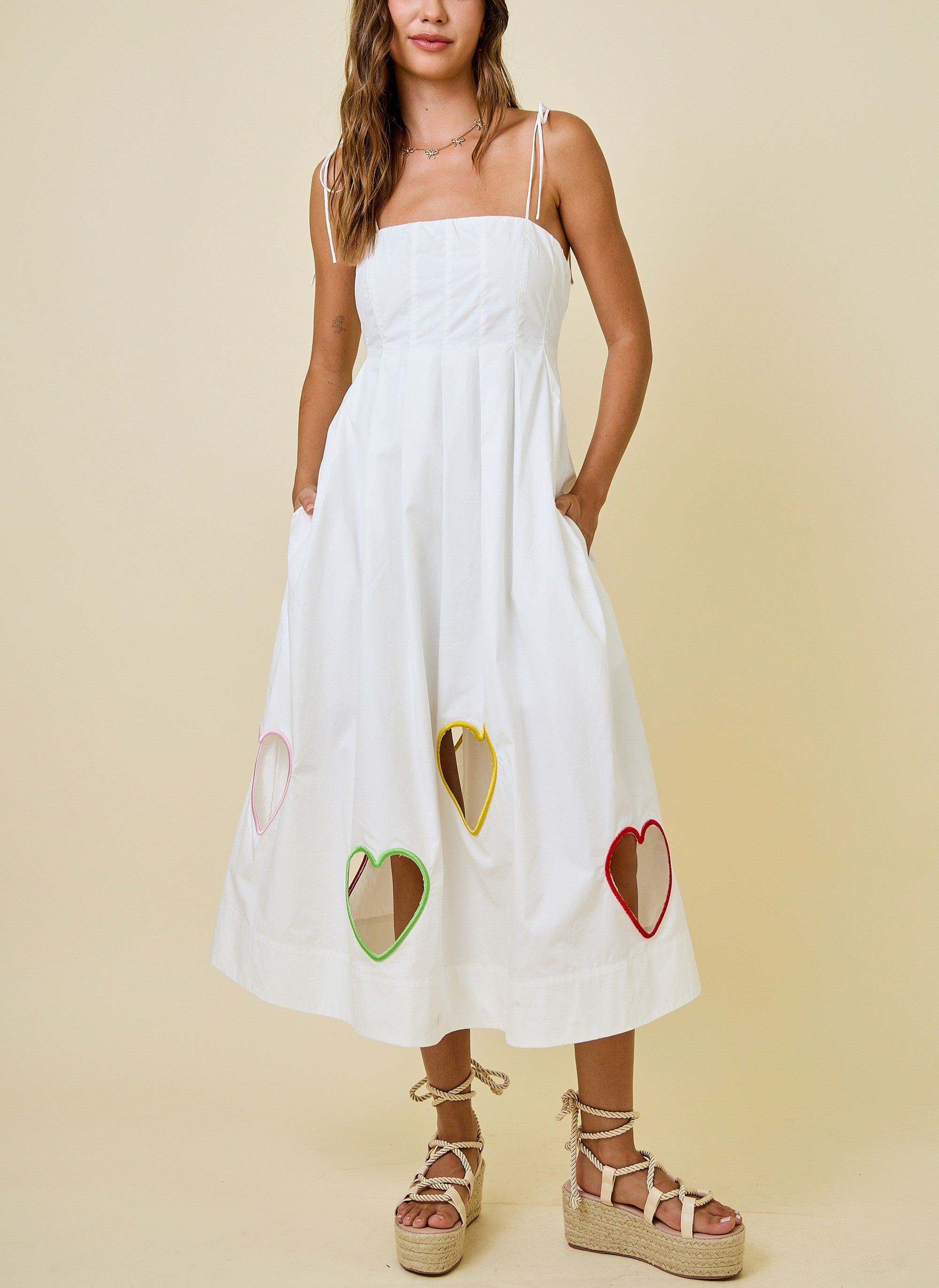 Valentines Heart Cut Out Midi Dress