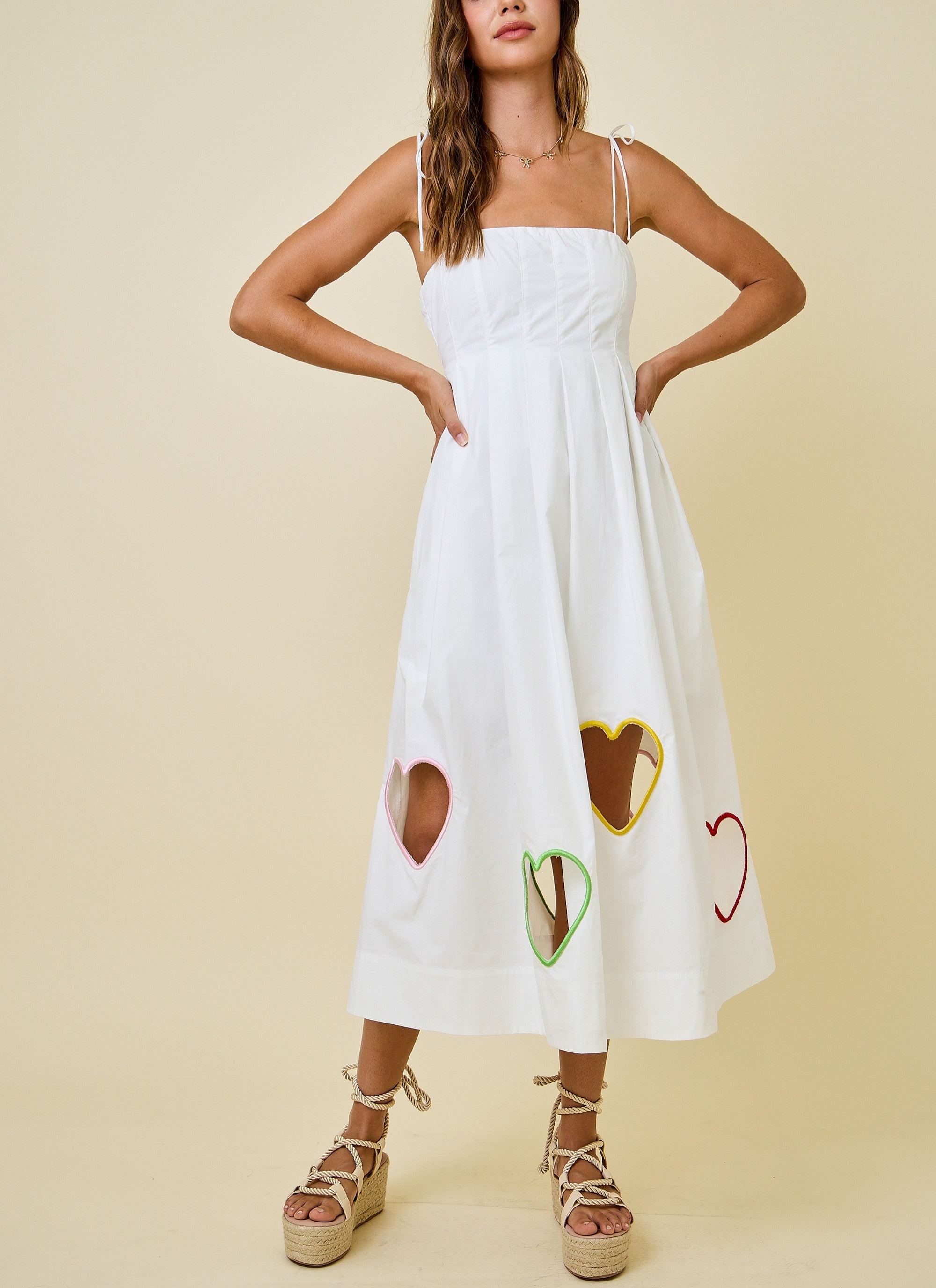 Valentines Heart Cut Out Midi Dress