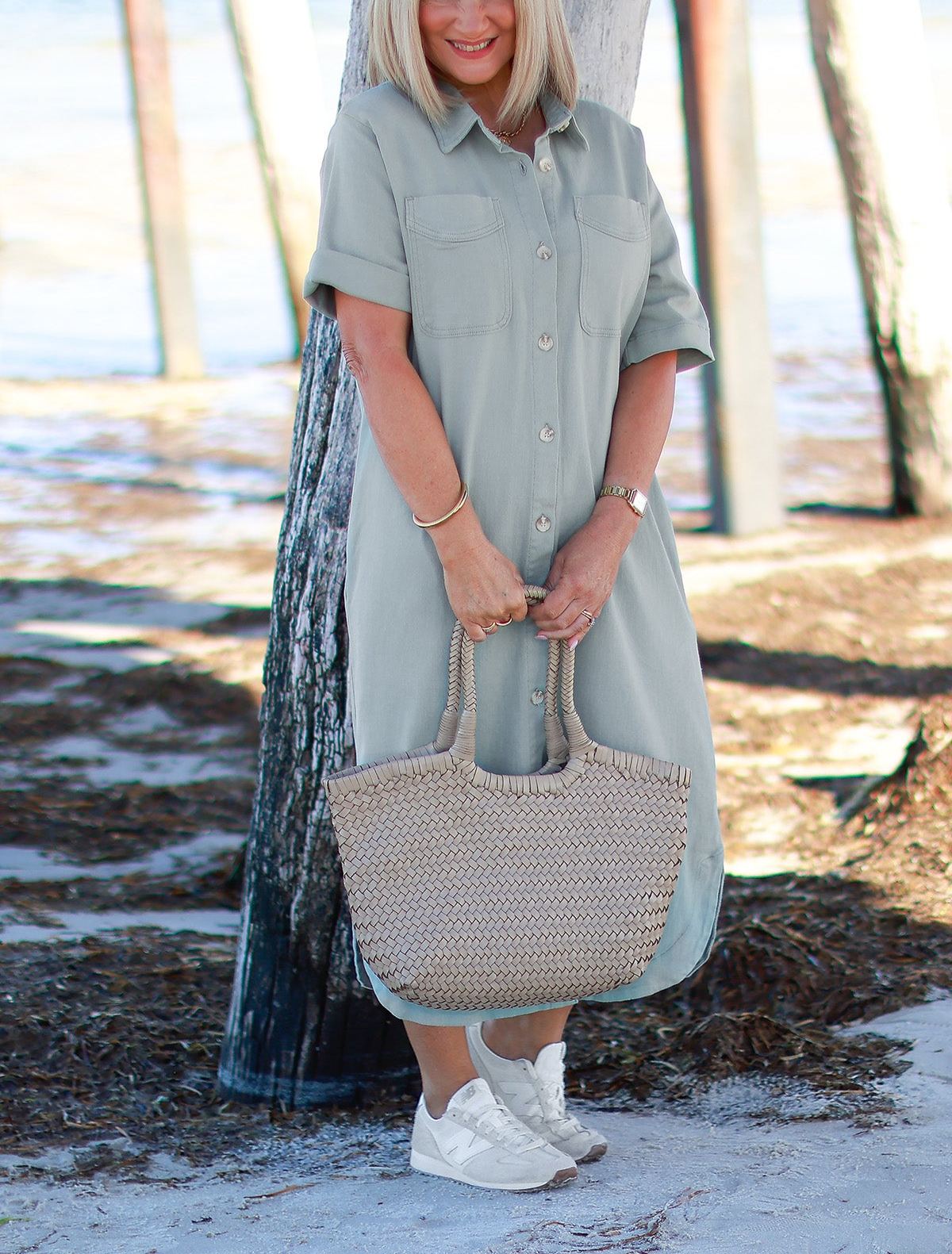 Malibu Denim Shirt Dress | SAGE GREEN