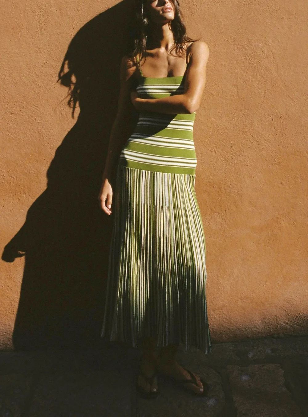 Esenia Knit Dress Ombre Stripe Macro Juniper