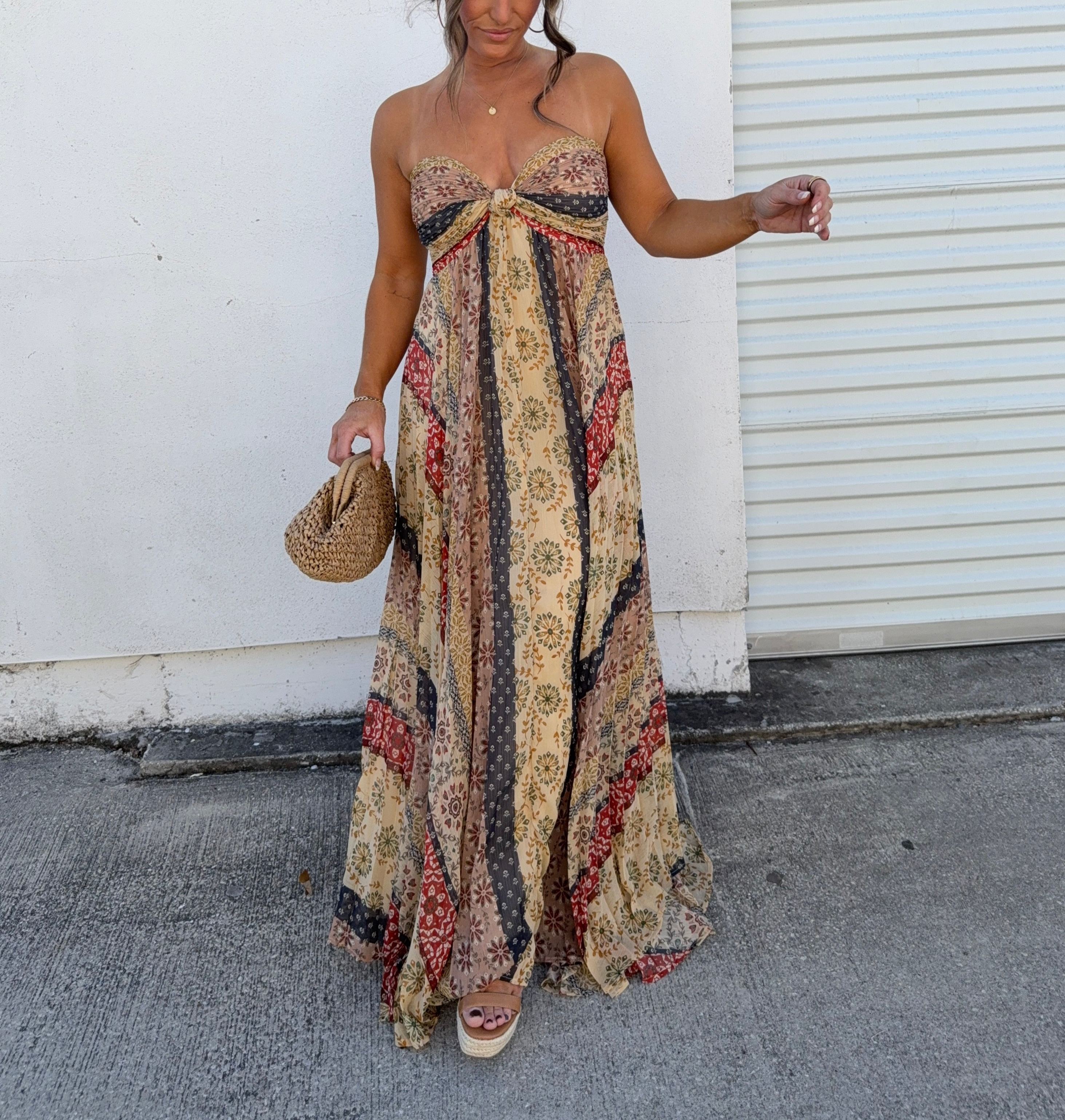 Allure Maxi Dress Brown Multi