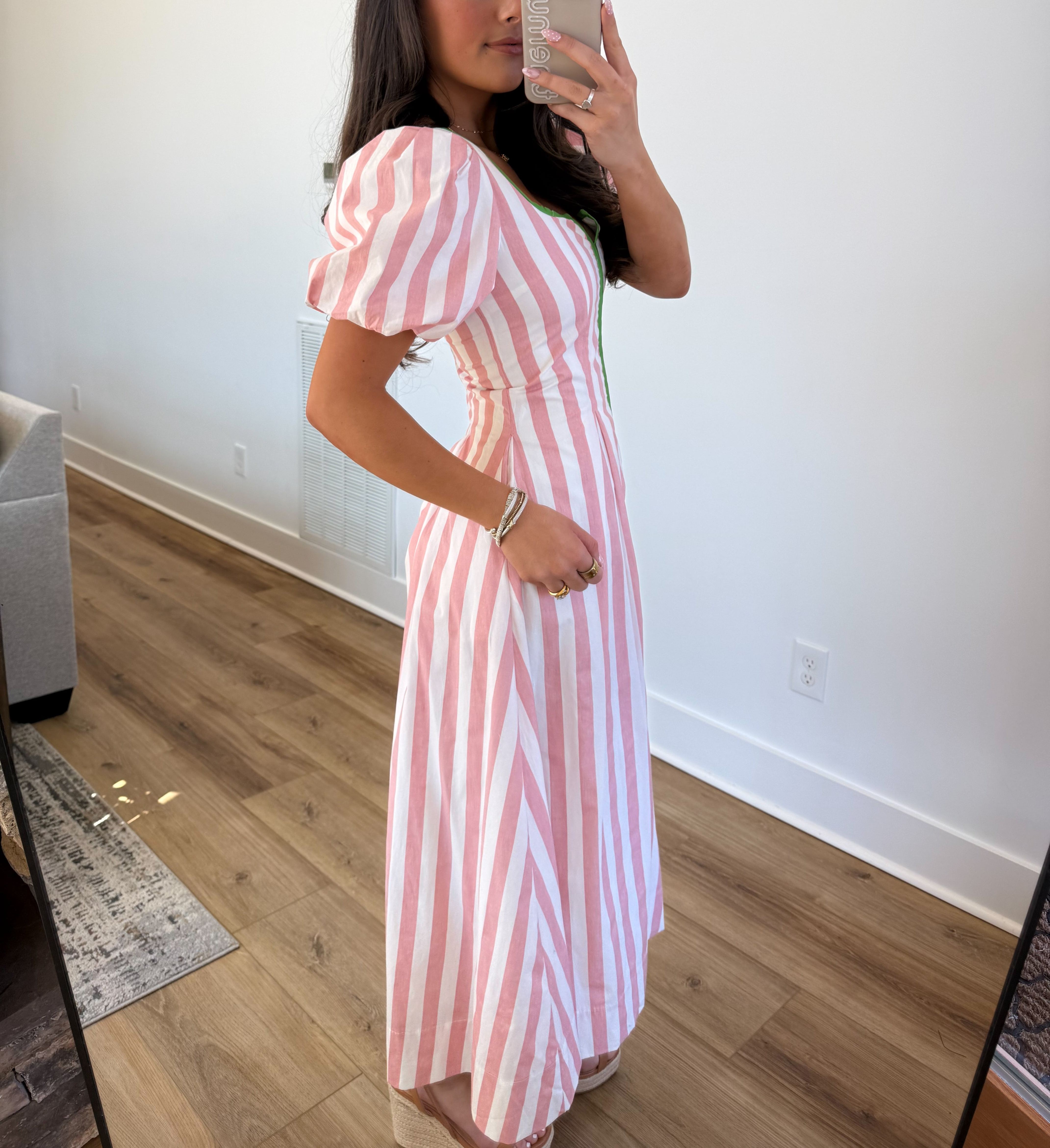 The Carolina Stripe Midi (Pink/Green)