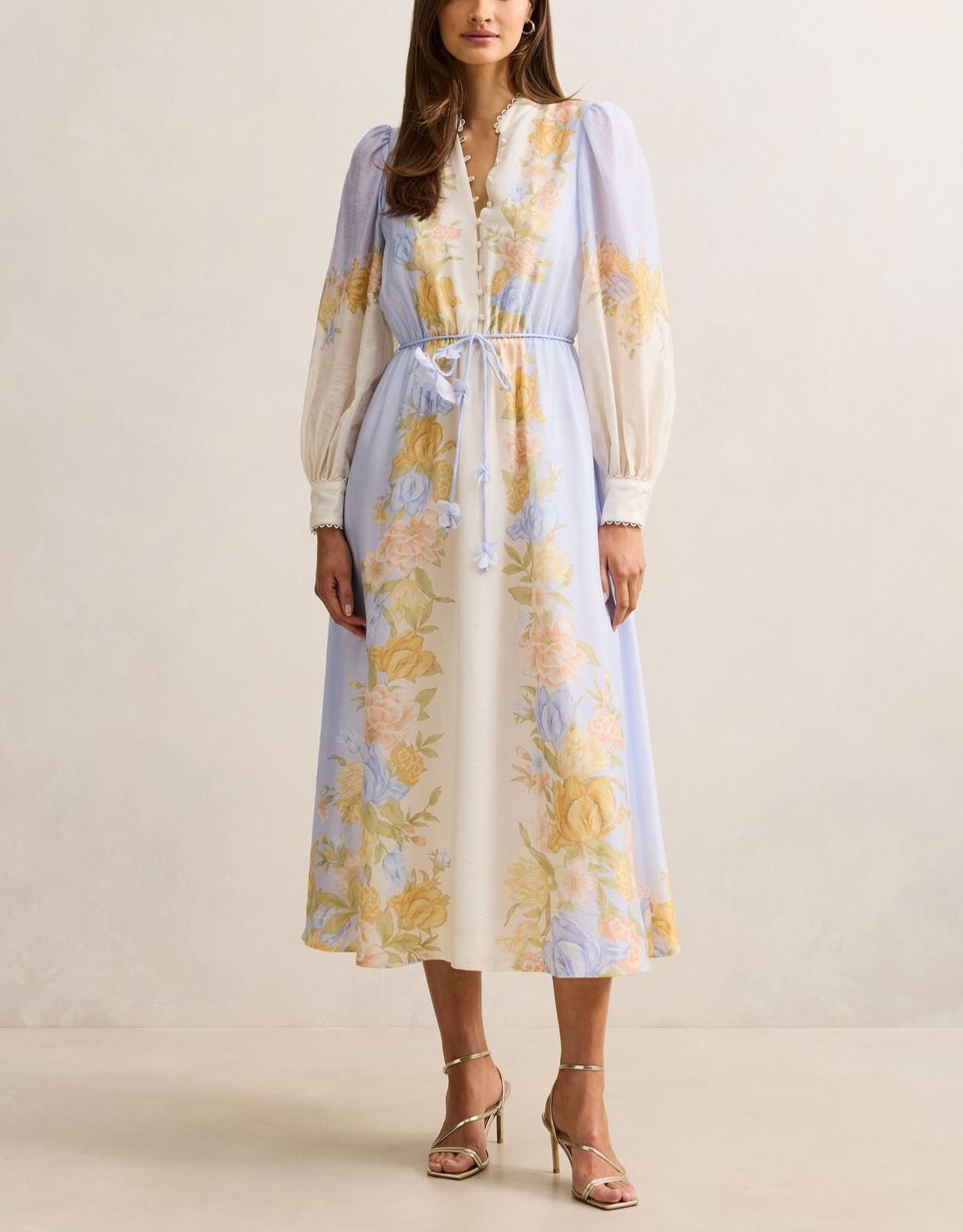 Courtney Placed Floral Long Sleeve Dress