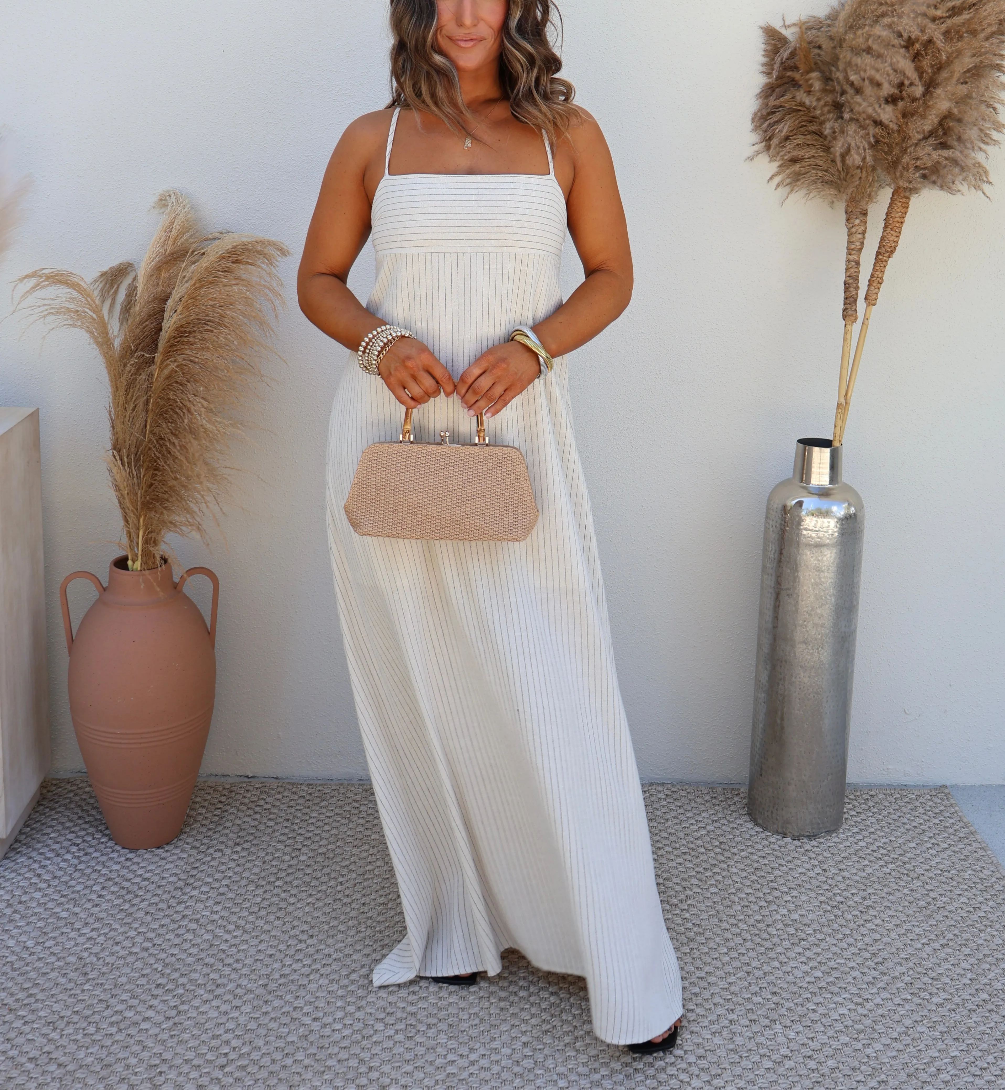 Good Days Striped Maxi Dress Natural