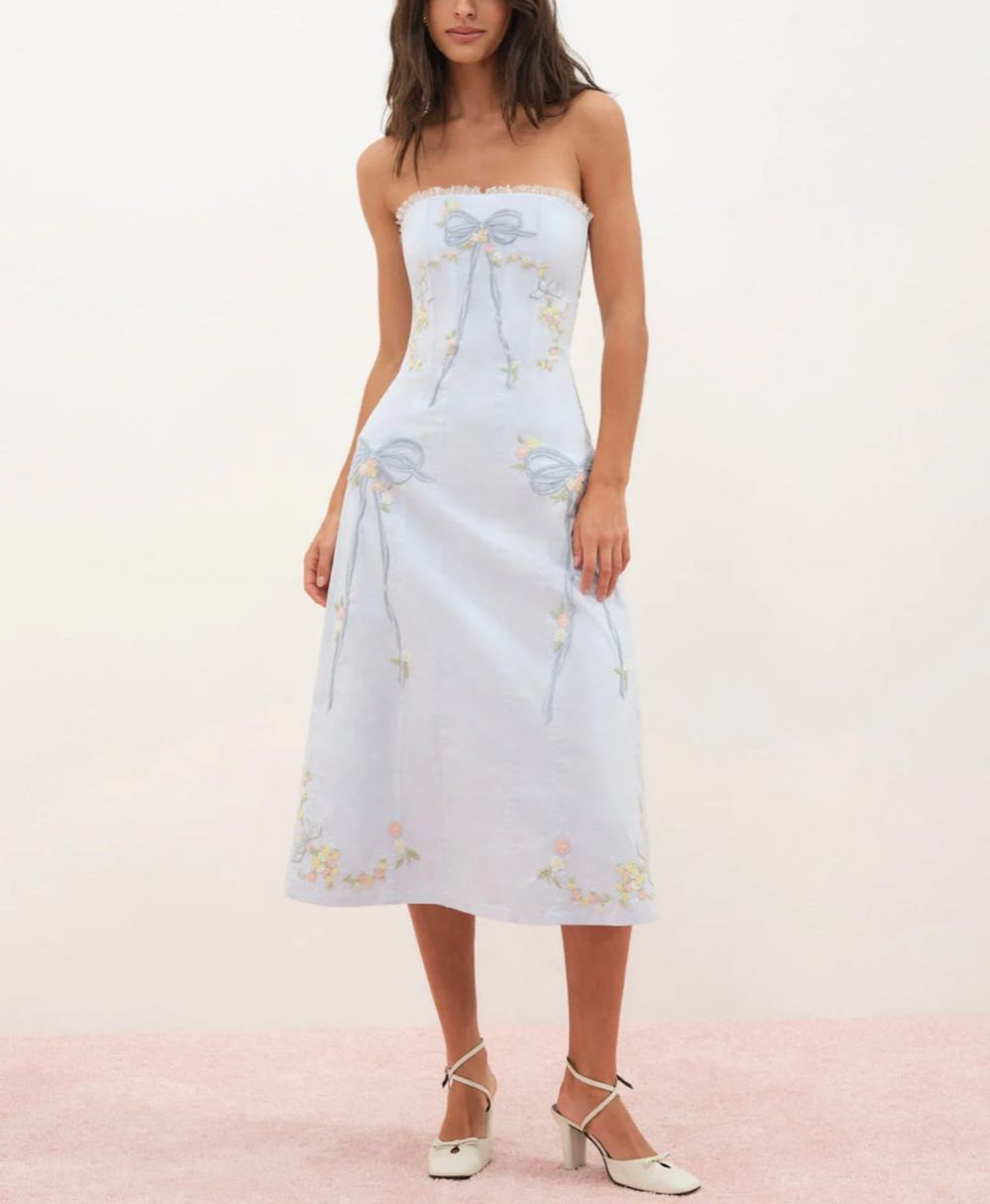 Baby Bows Patchwork Midi Dress