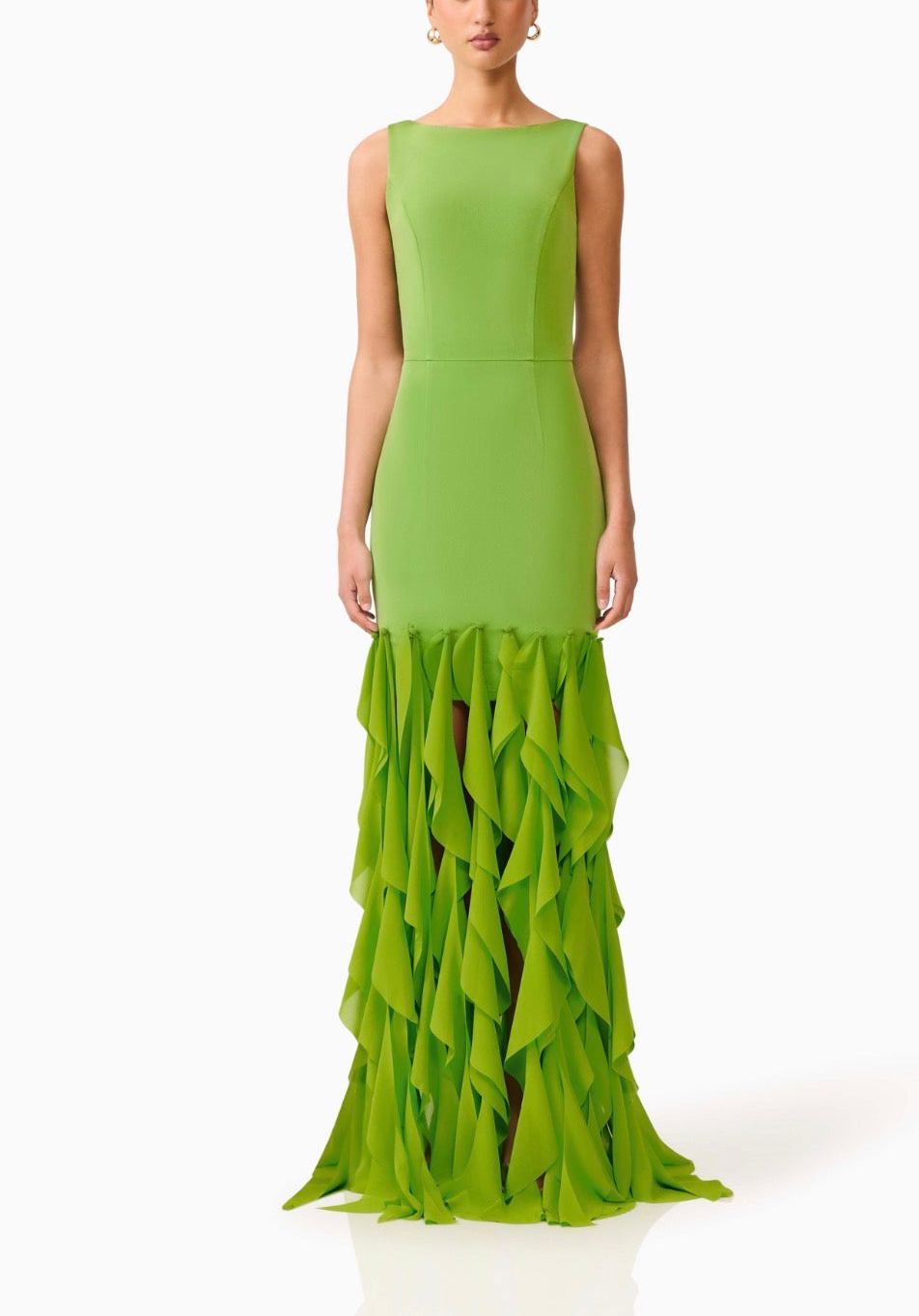 Marison Fringe Gown in Fern
