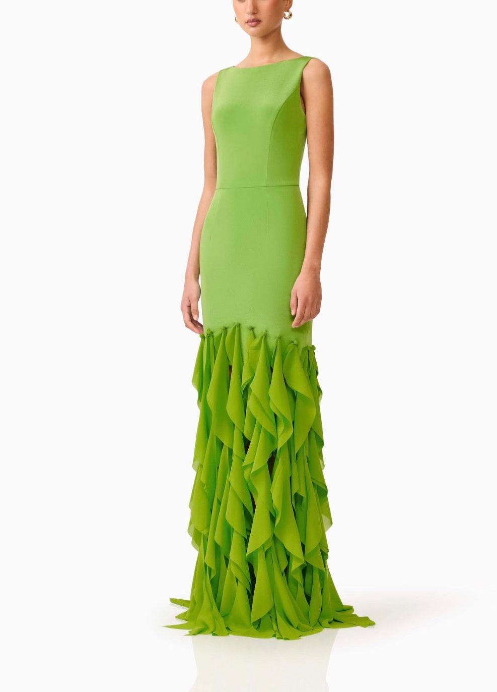 Marison Fringe Gown in Fern