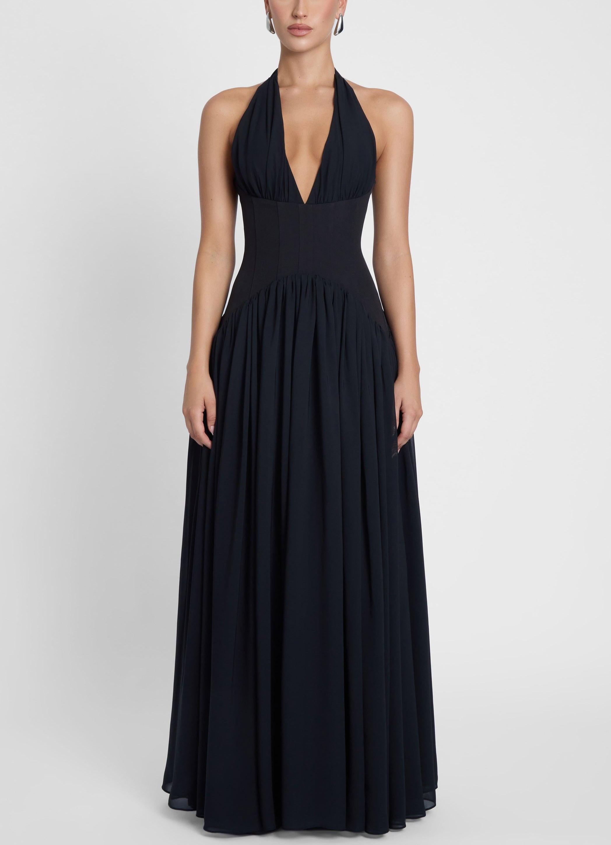 Harlowe Corset Maxi Dress - Black