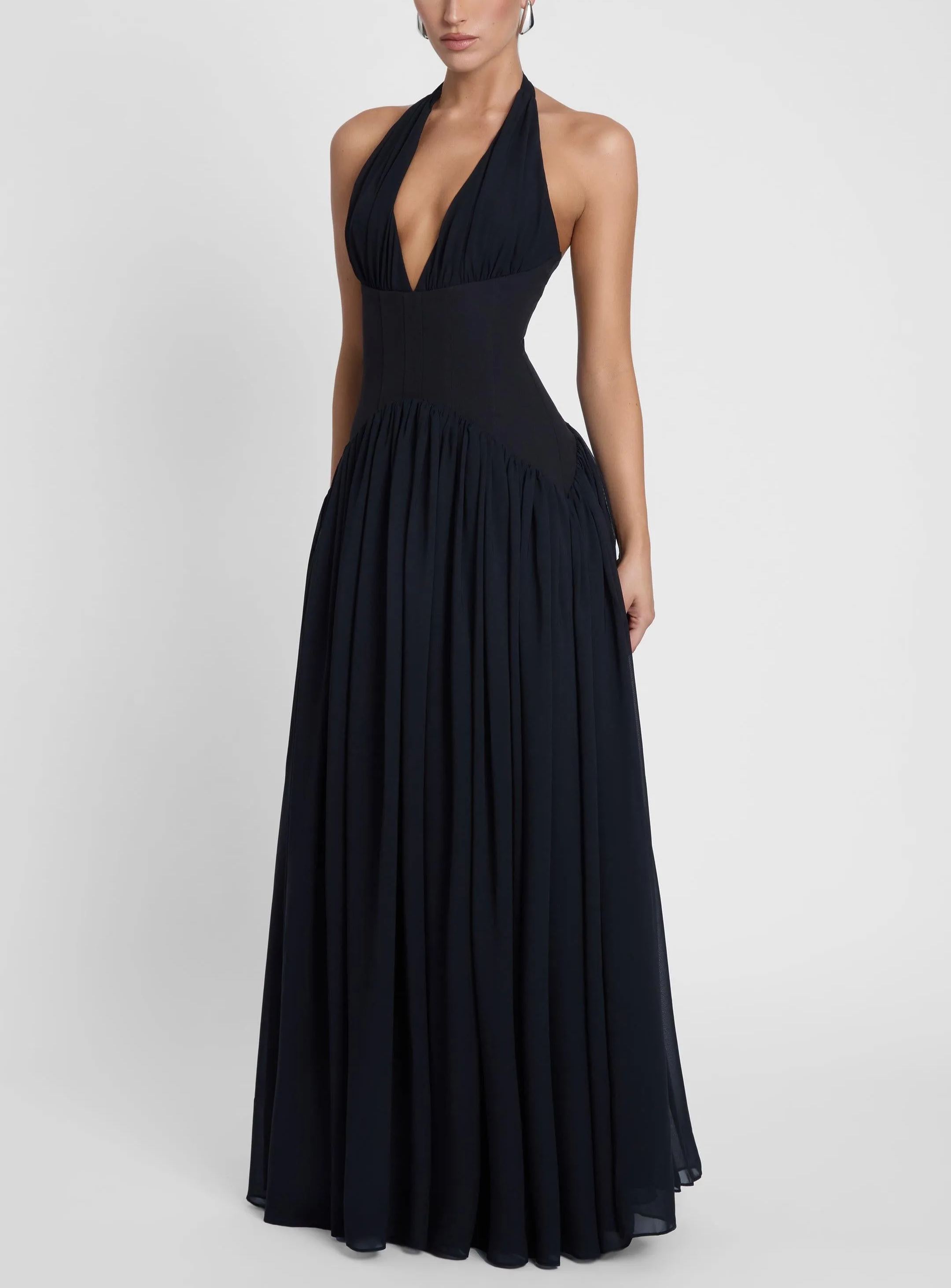 Harlowe Corset Maxi Dress - Black
