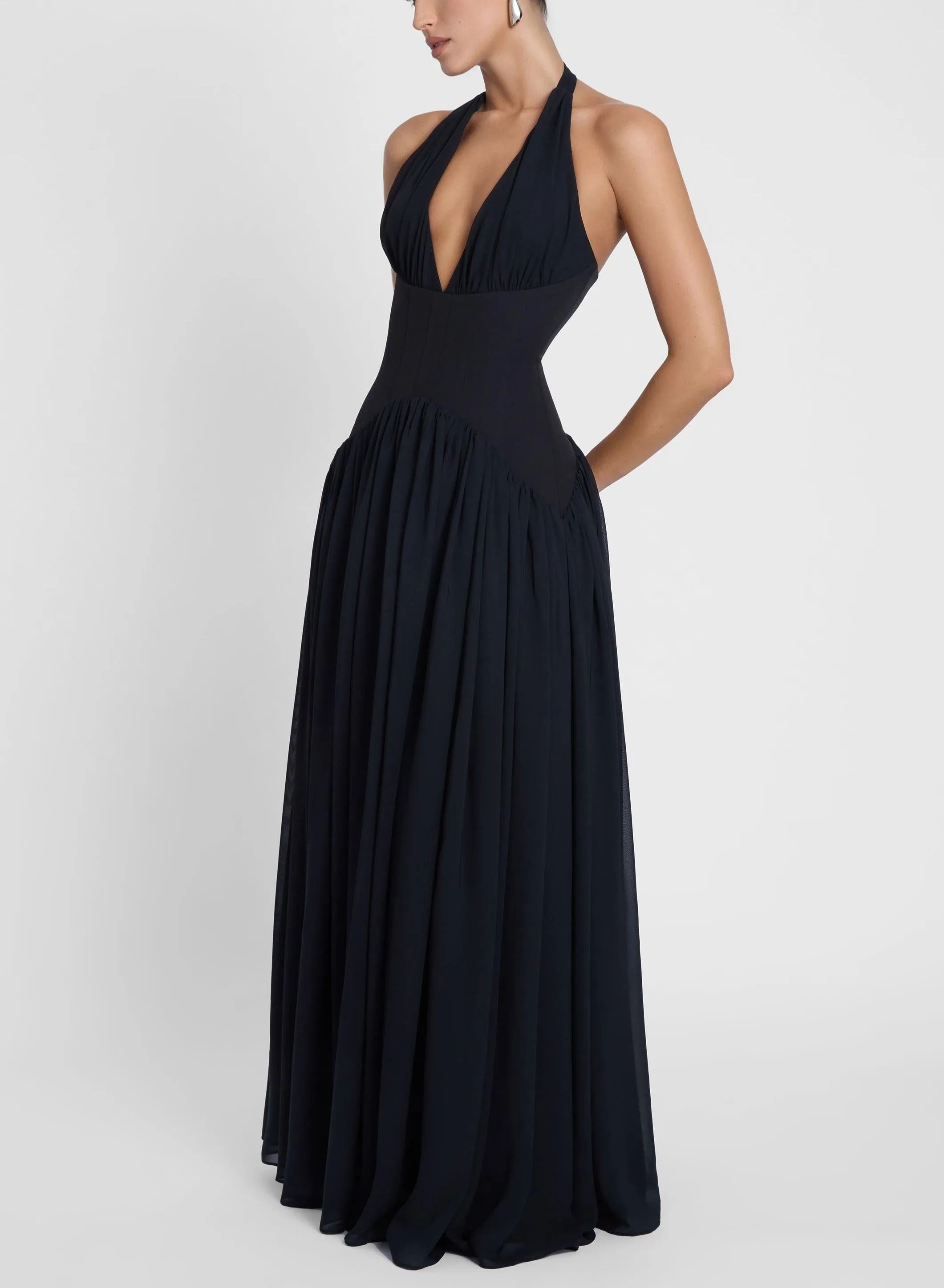Harlowe Corset Maxi Dress - Black