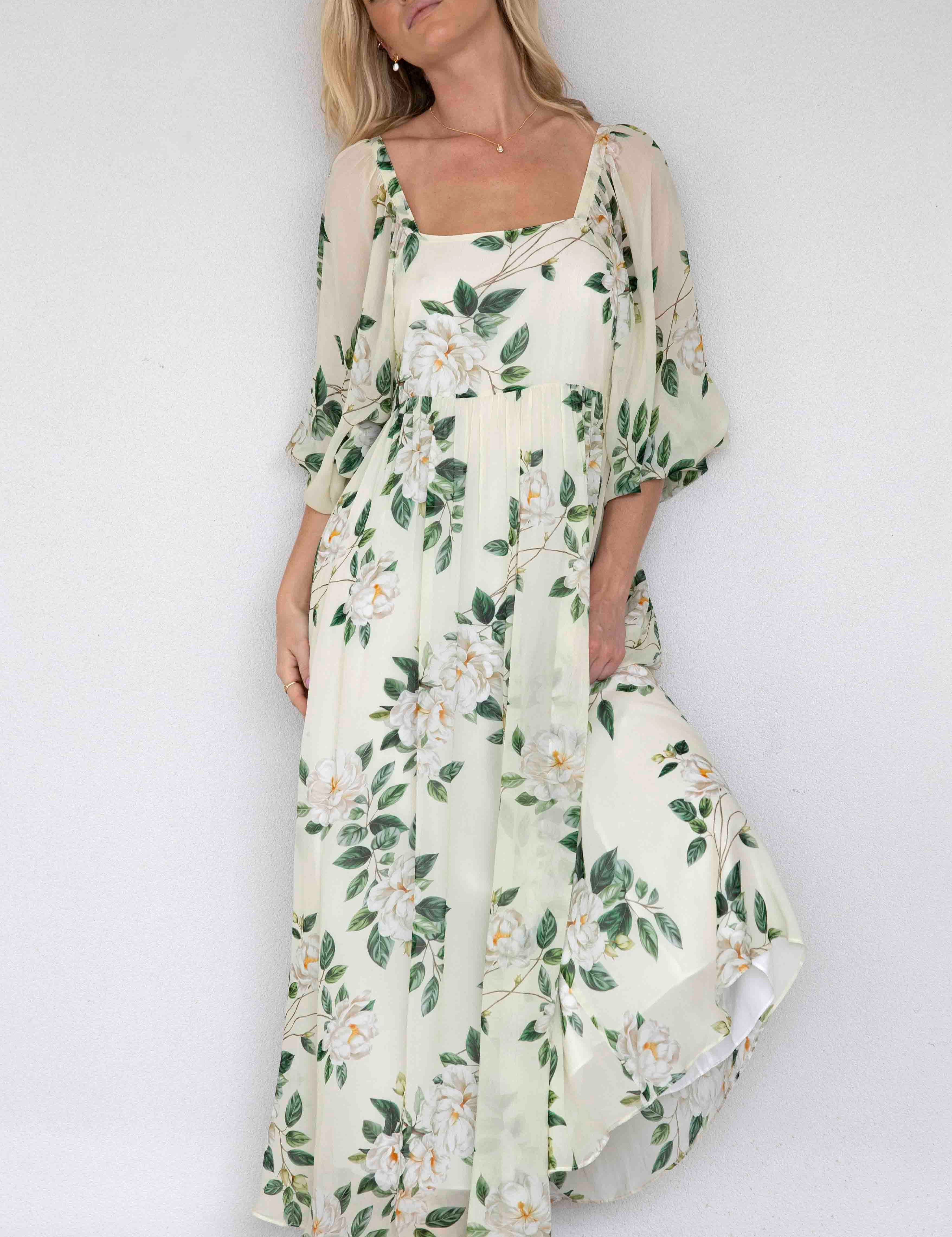 Eternal Floral Sleeve Maxi Dress