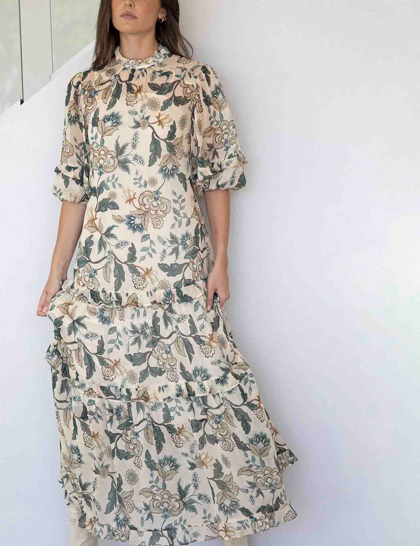 Love Story Cream Floral Maxi Dress