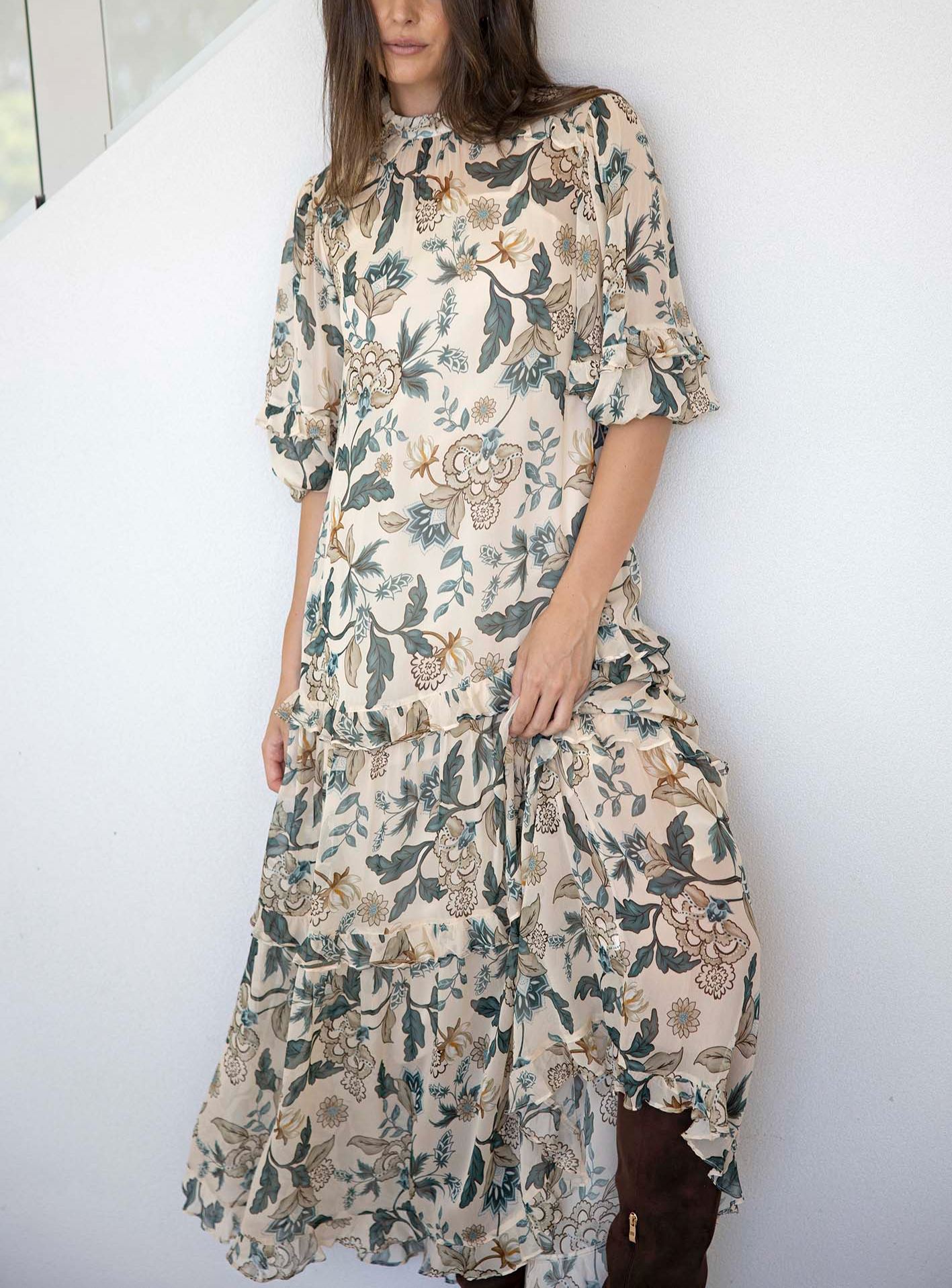 Love Story Cream Floral Maxi Dress