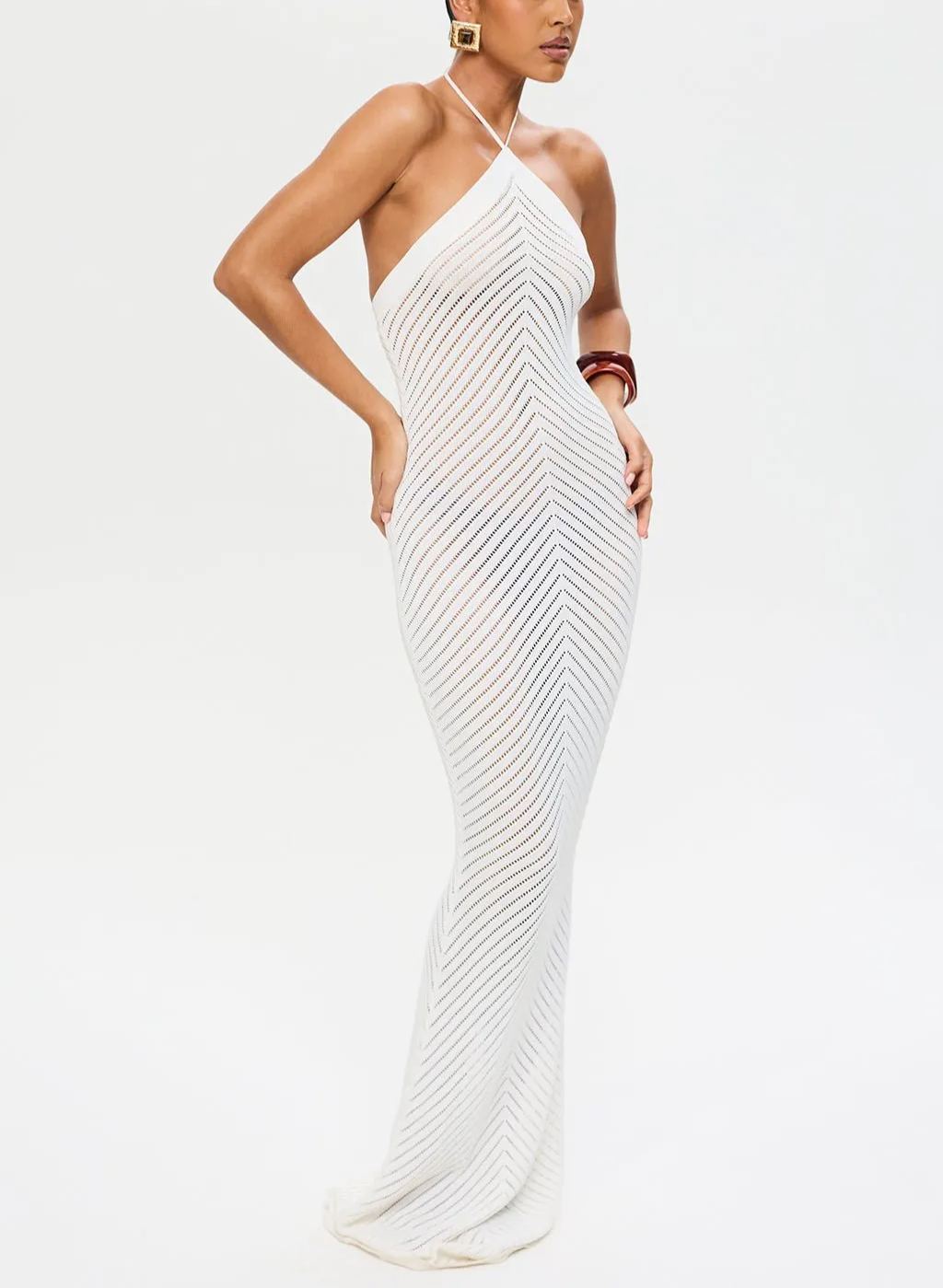 CHEVRON KNITTED MAXI DRESS 