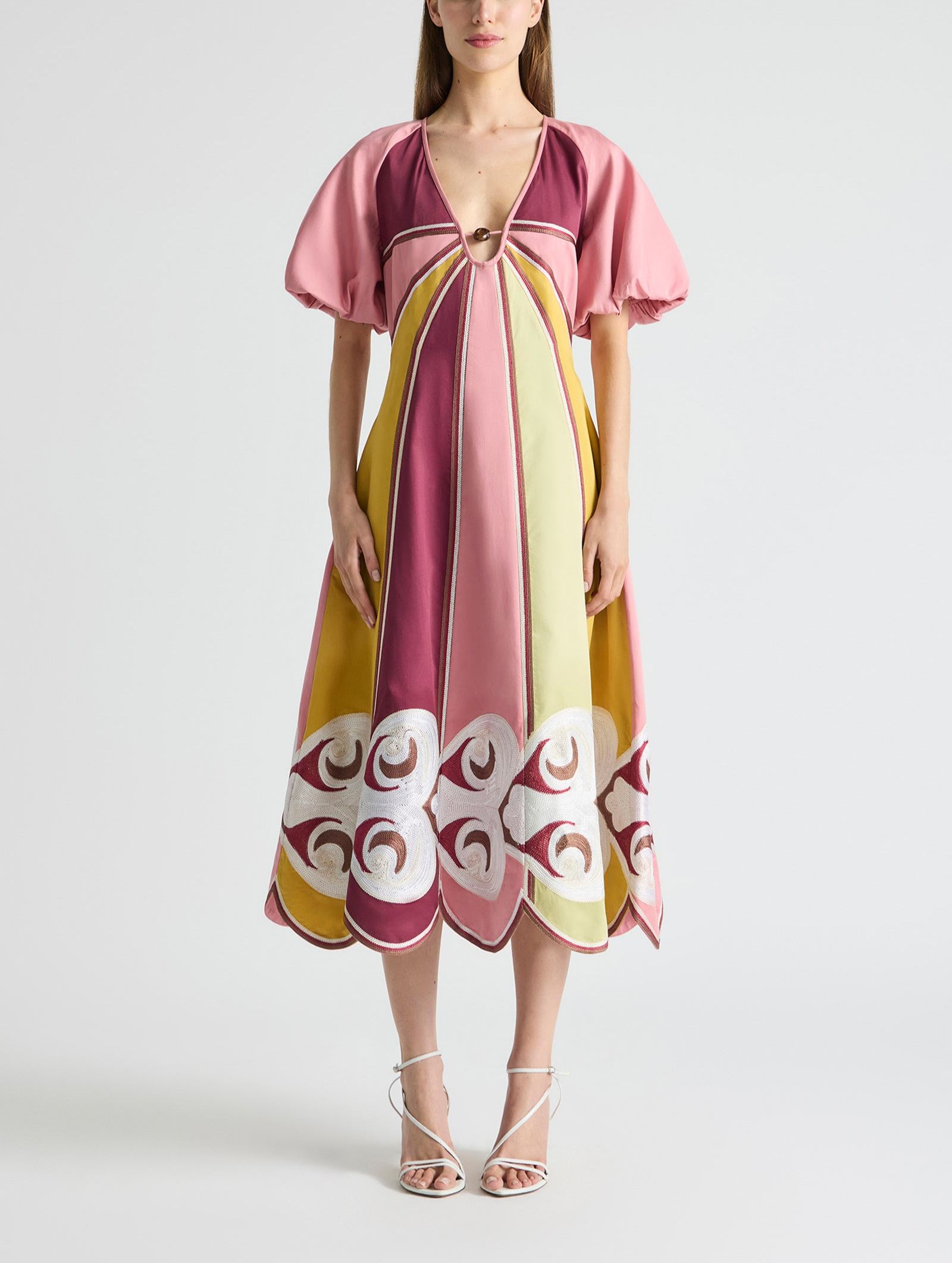 TWIN RIVERS CURVE PANEL MAXI DRESS