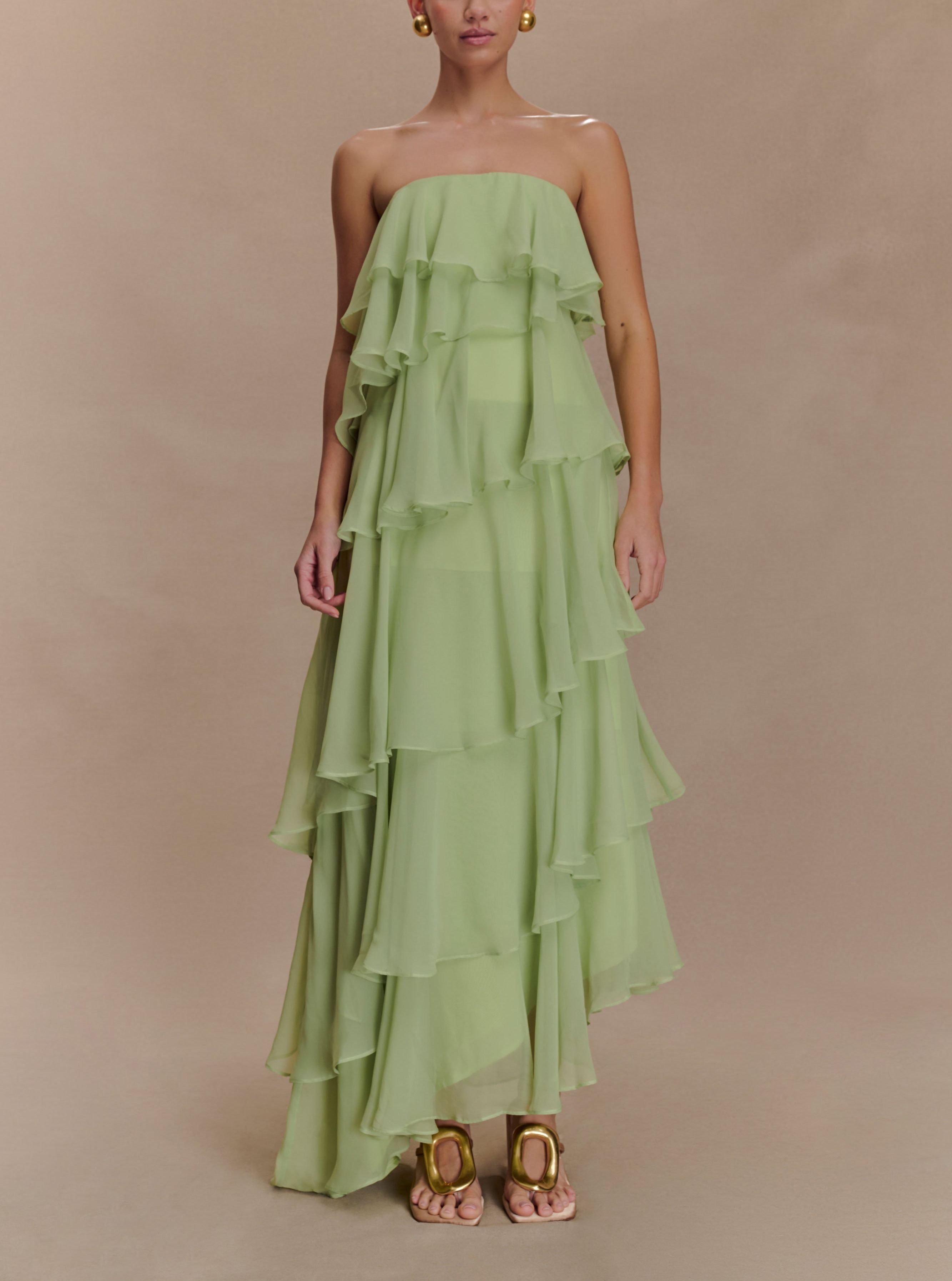 Alexa Ruffle Chiffon Maxi Dress