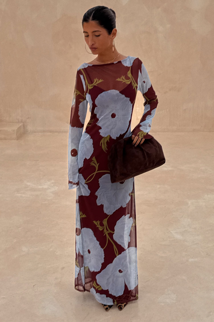 Burgundy & Blue Poppy Aria Dress