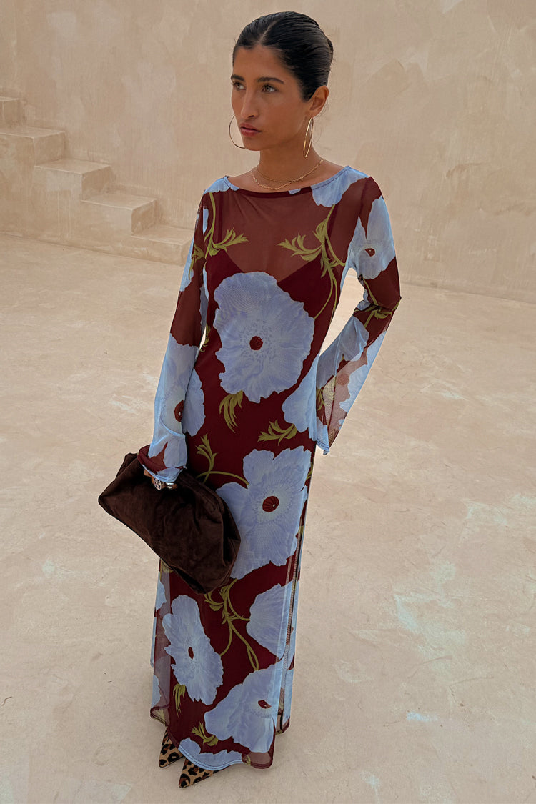Burgundy & Blue Poppy Aria Dress