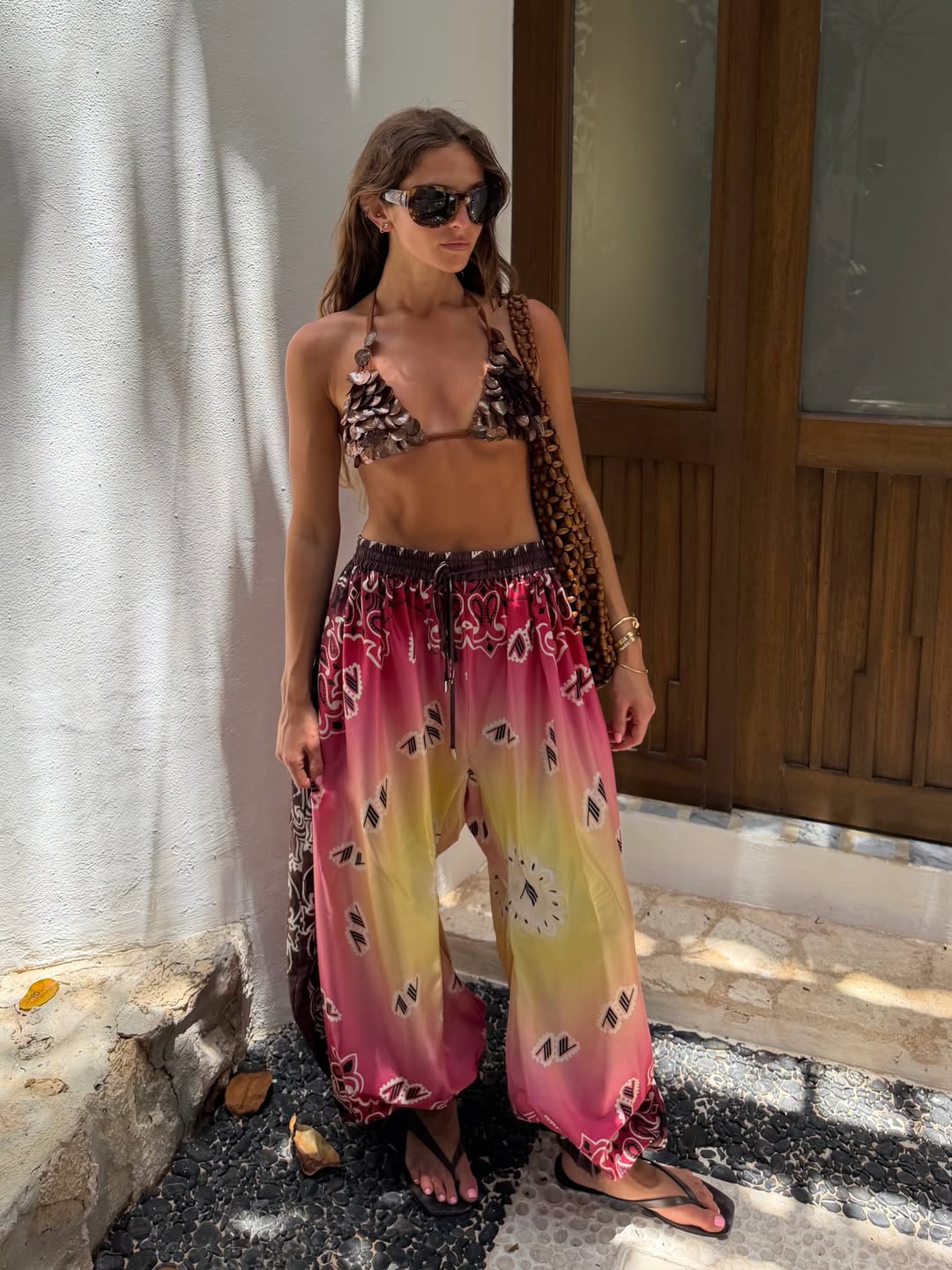 Ombré Bandana Print Wide-Leg Pants