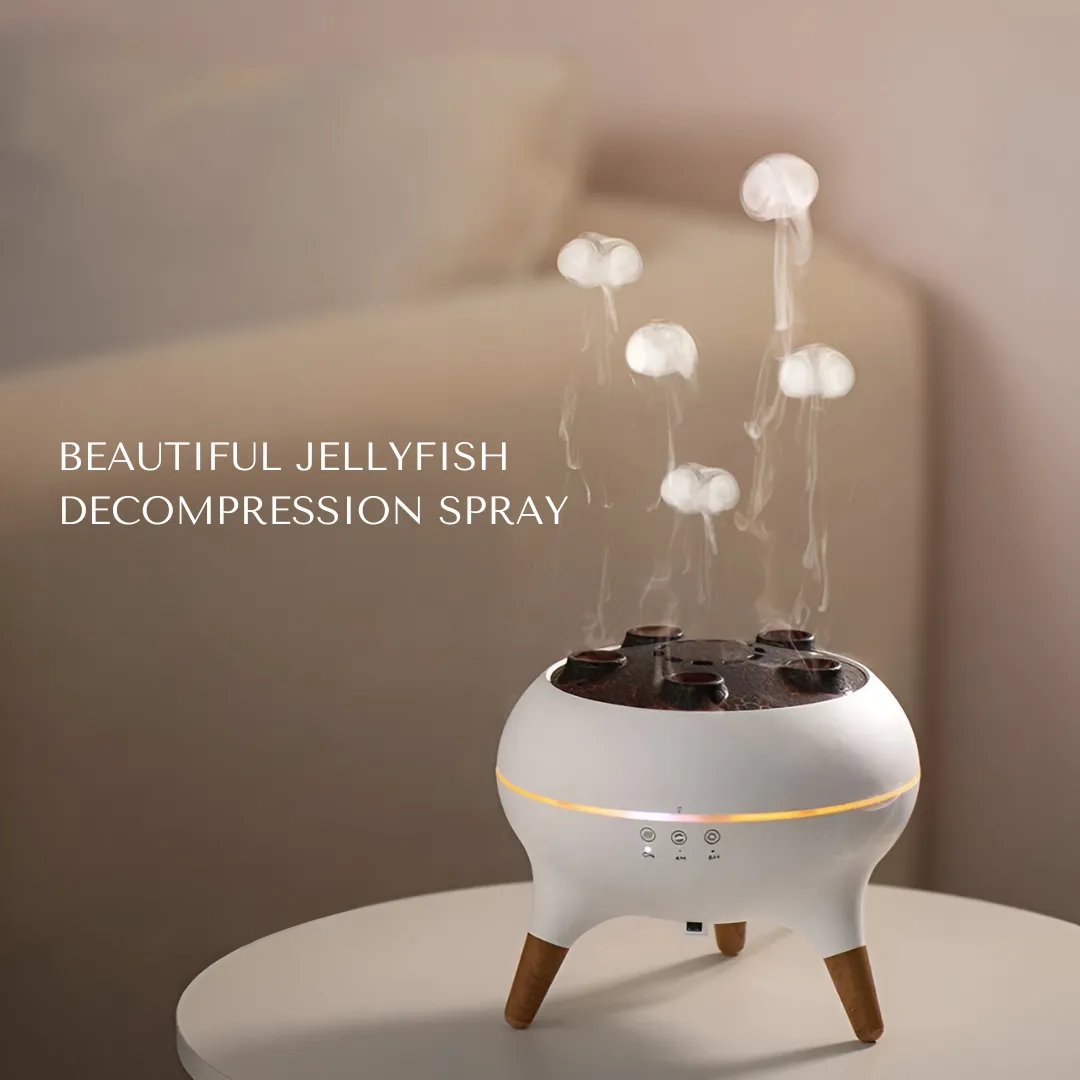 Volcano Essential Oil Diffuser for Bedroom, 250ml Jellyfish Mist Flame Aromatherapy Air Humidifier, Aromatherapy Machine with 8 Colors LED Light, Timer, Waterless Auto Shutoff