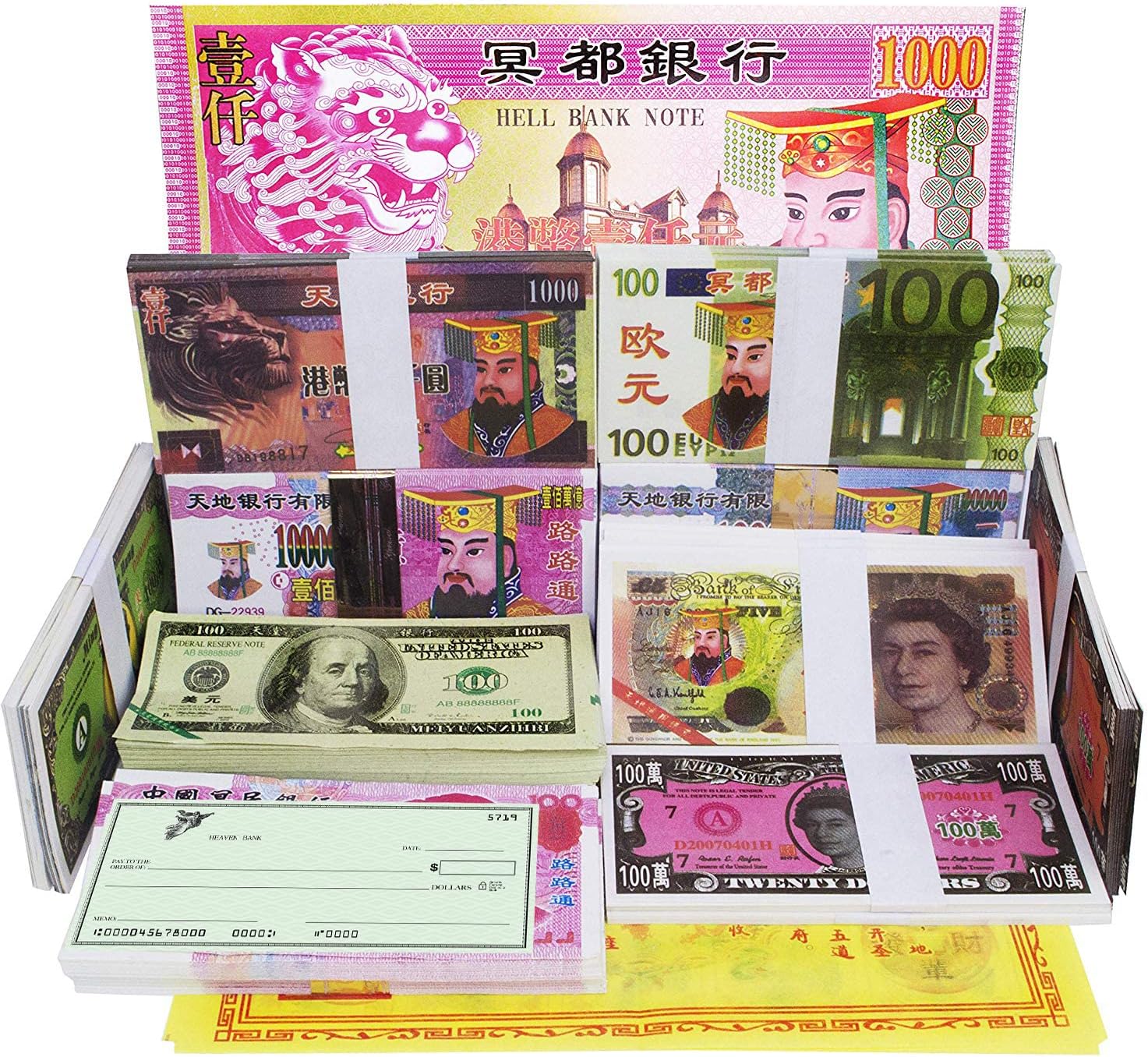 550-600 Pcs Ancestor Money joss Paper Hell Bank Note Spirit Ghost Money to Burn (1 Pound)