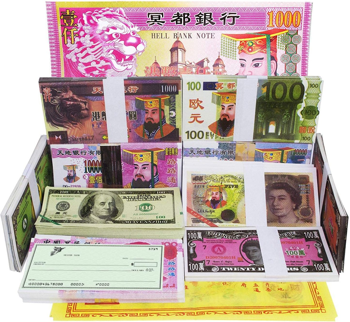 550-600 Pcs Ancestor Money joss Paper Hell Bank Note Spirit Ghost Money to Burn (1 Pound)