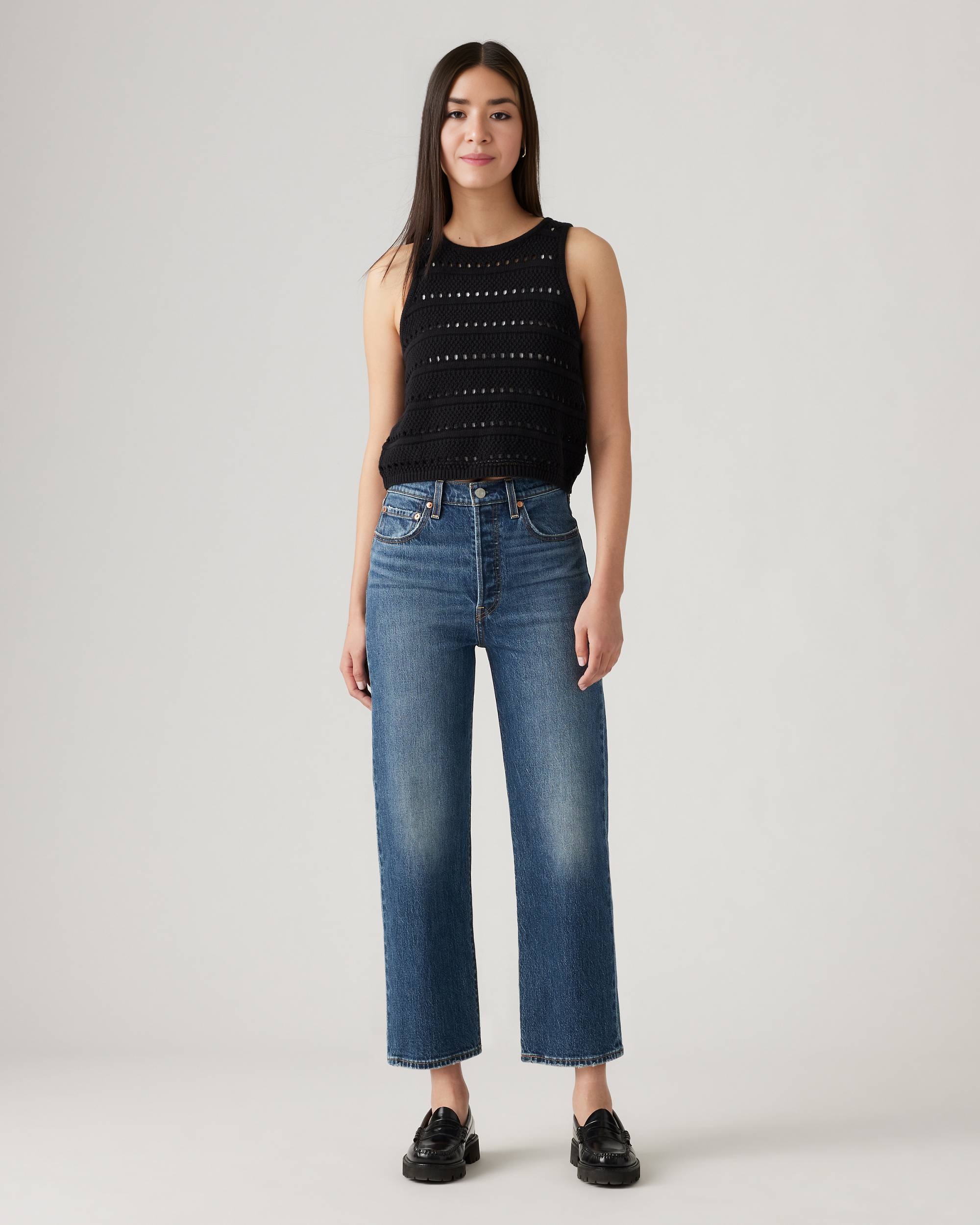 Hidden Buttons Ribcage Straight Ankle Jeans (Buy 2 Free Shipping)