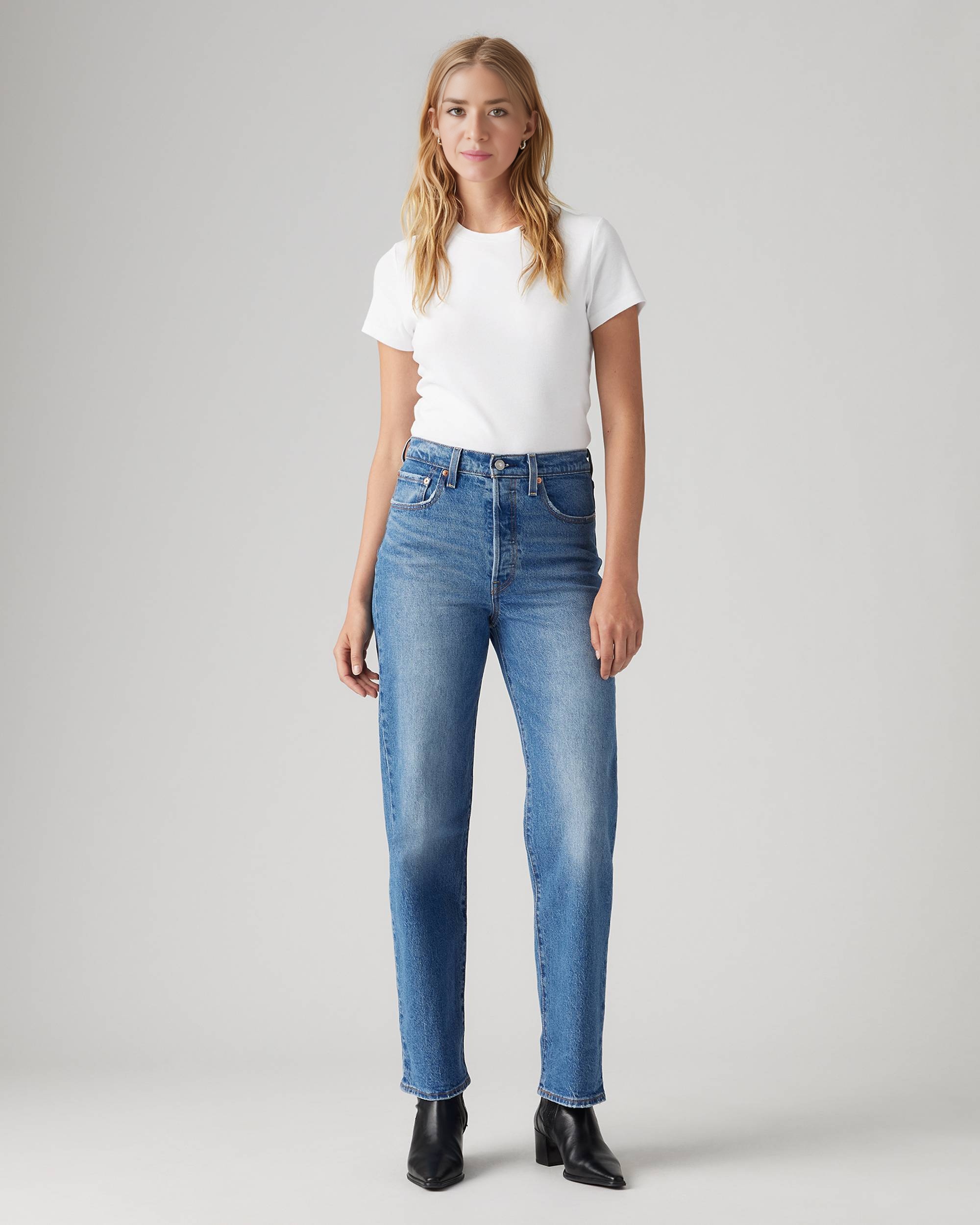 Hidden Buttons Ribcage Straight Ankle Jeans (Buy 2 Free Shipping)