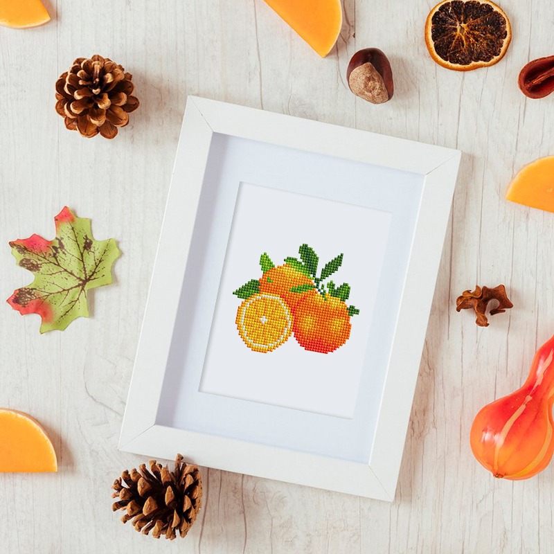 Frameless, mini diamond painting, fruit creative mini diamond painting on the entrance flower house desktop, creative simple pattern diamond painting, 12 pcs, 5.9 X7 inches.