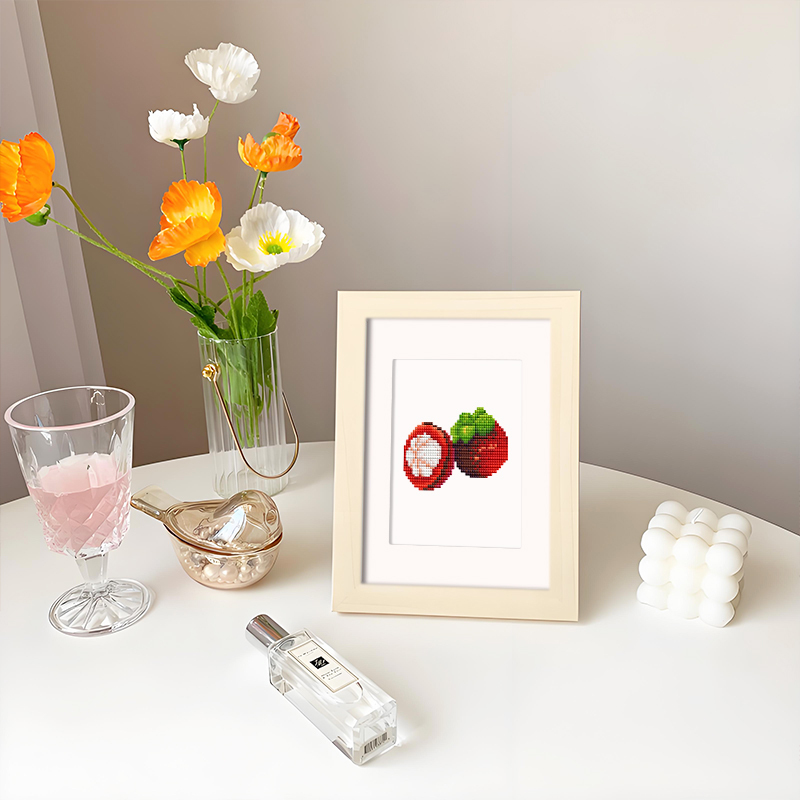 Frameless, mini diamond painting, fruit creative mini diamond painting on the entrance flower house desktop, creative simple pattern diamond painting, 12 pcs, 5.9 X7 inches.