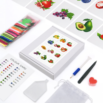 Frameless, mini diamond painting, fruit creative mini diamond painting on the entrance flower house desktop, creative simple pattern diamond painting, 12 pcs, 5.9 X7 inches.