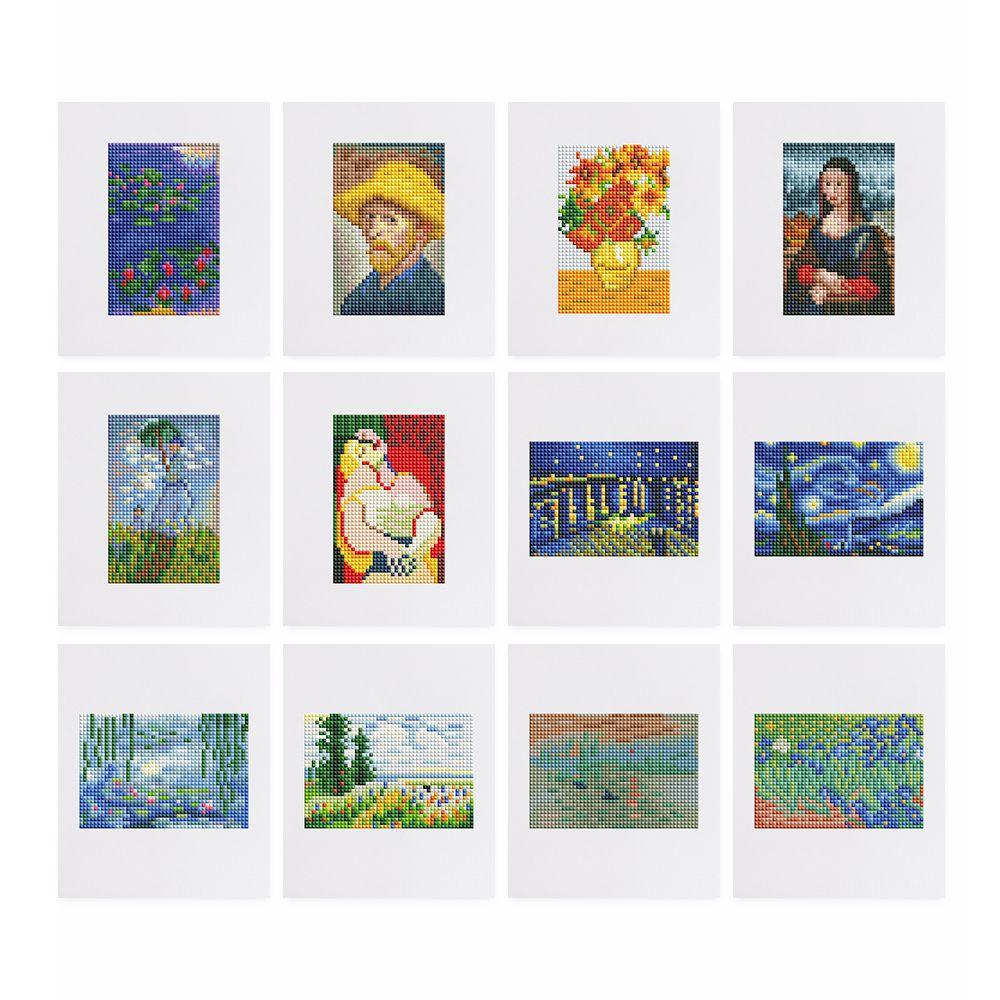 Frameless, mini diamond painting, creative mini diamond painting on the entrance flower house desktop, creative simple pattern diamond painting, 12 pcs, 5.9 X7 inches.