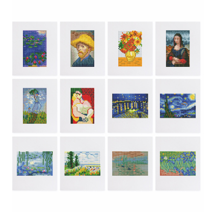 Frameless, mini diamond painting, creative mini diamond painting on the entrance flower house desktop, creative simple pattern diamond painting, 12 pcs, 5.9 X7 inches.