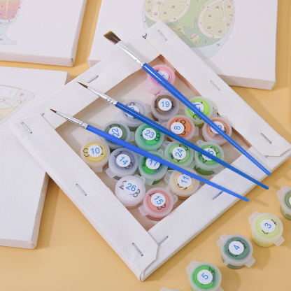 6 pieces, summer beverage desktop accessories digital mini painted set, 15x15cm/5.9x5.9 inches, handmade for family leisure, perfect gift for friends and family.