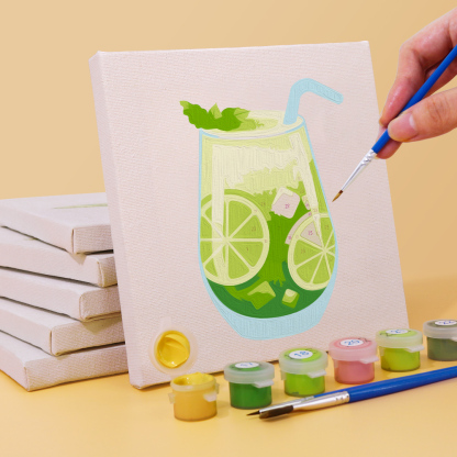 6 pieces, summer beverage desktop accessories digital mini painted set, 15x15cm/5.9x5.9 inches, handmade for family leisure, perfect gift for friends and family.