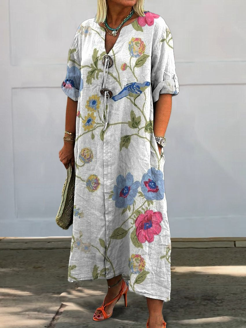 🔥Hot Sale🔥Women's Print Pocket Cotton Dress main image 1