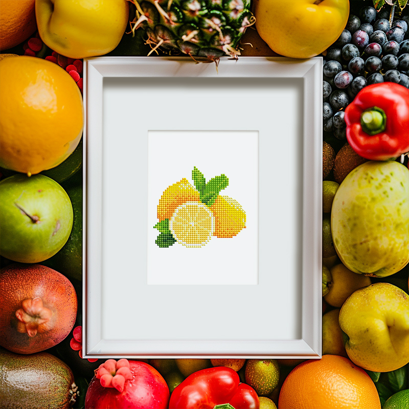 Frameless, mini diamond painting, fruit creative mini diamond painting on the entrance flower house desktop, creative simple pattern diamond painting, 12 pcs, 5.9 X7 inches.