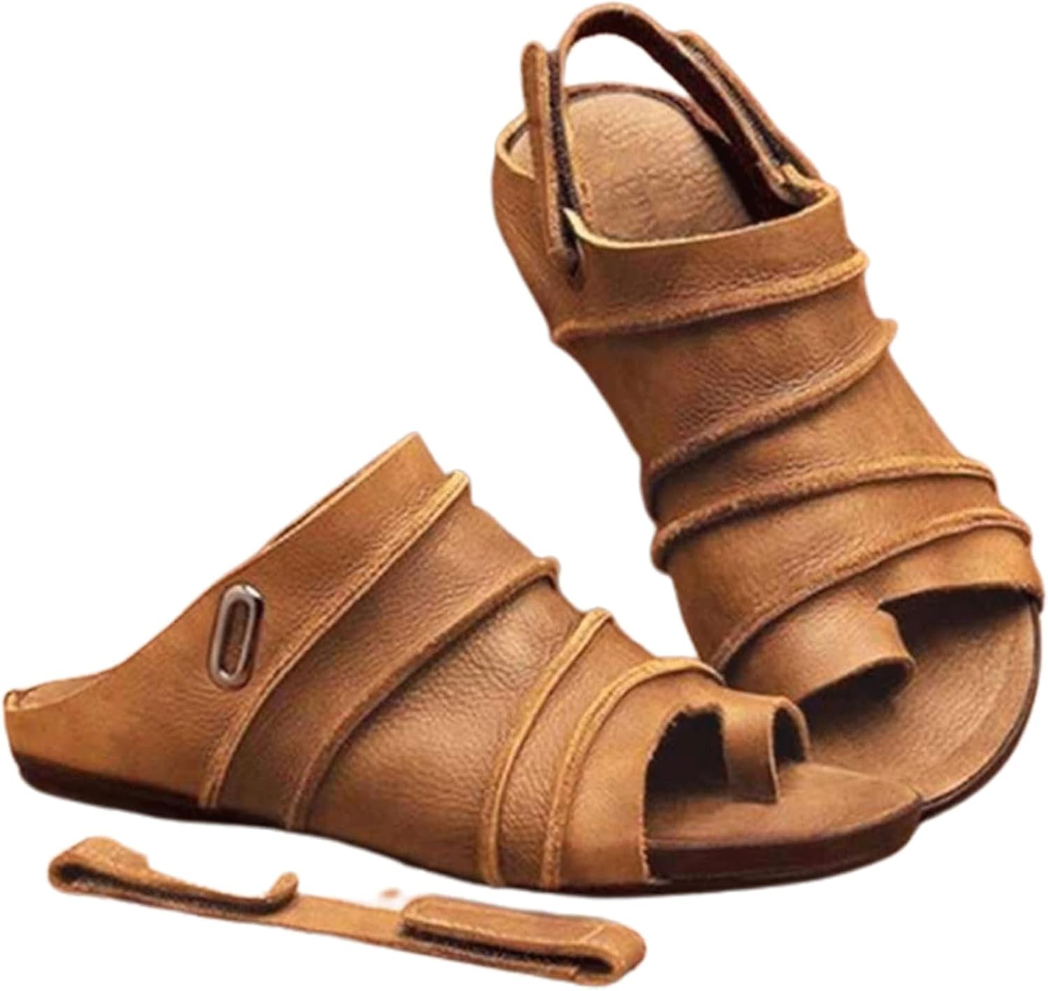 Women Clip Toe Orthopedic Sandals, Fish Thumb Bone Shoes with Arch Support, Leather Slingback Sandals for Pain Relief Bunion Symptoms