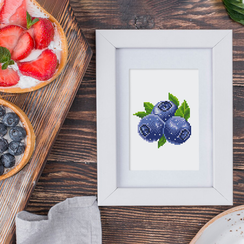 Frameless, mini diamond painting, fruit creative mini diamond painting on the entrance flower house desktop, creative simple pattern diamond painting, 12 pcs, 5.9 X7 inches.