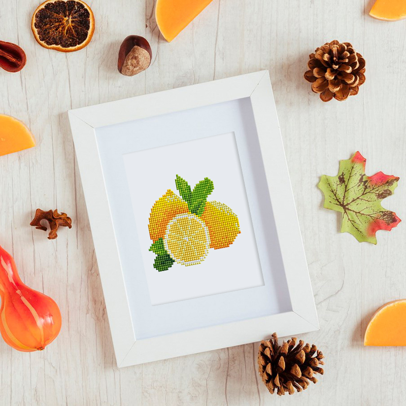 Frameless, mini diamond painting, fruit creative mini diamond painting on the entrance flower house desktop, creative simple pattern diamond painting, 12 pcs, 5.9 X7 inches.