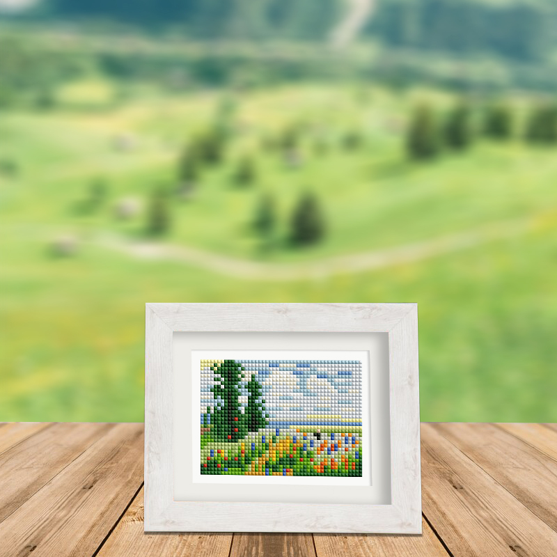 Frameless, mini diamond painting, creative mini diamond painting on the entrance flower house desktop, creative simple pattern diamond painting, 12 pcs, 5.9 X7 inches.