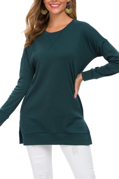 New Long Sleeve Side Slit Loose Tops (Buy 3 Free Shipping)