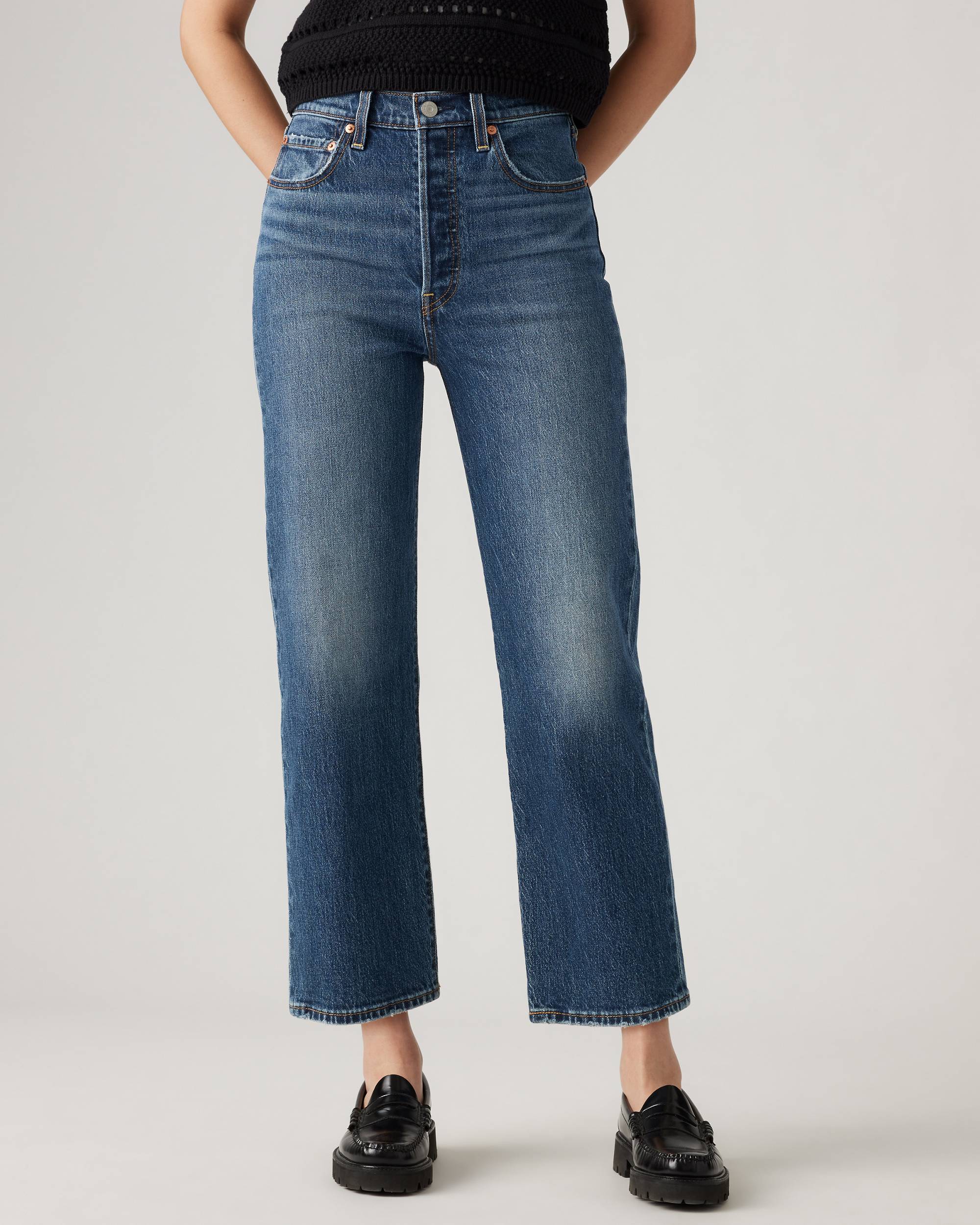 Hidden Buttons Ribcage Straight Ankle Jeans (Buy 2 Free Shipping)
