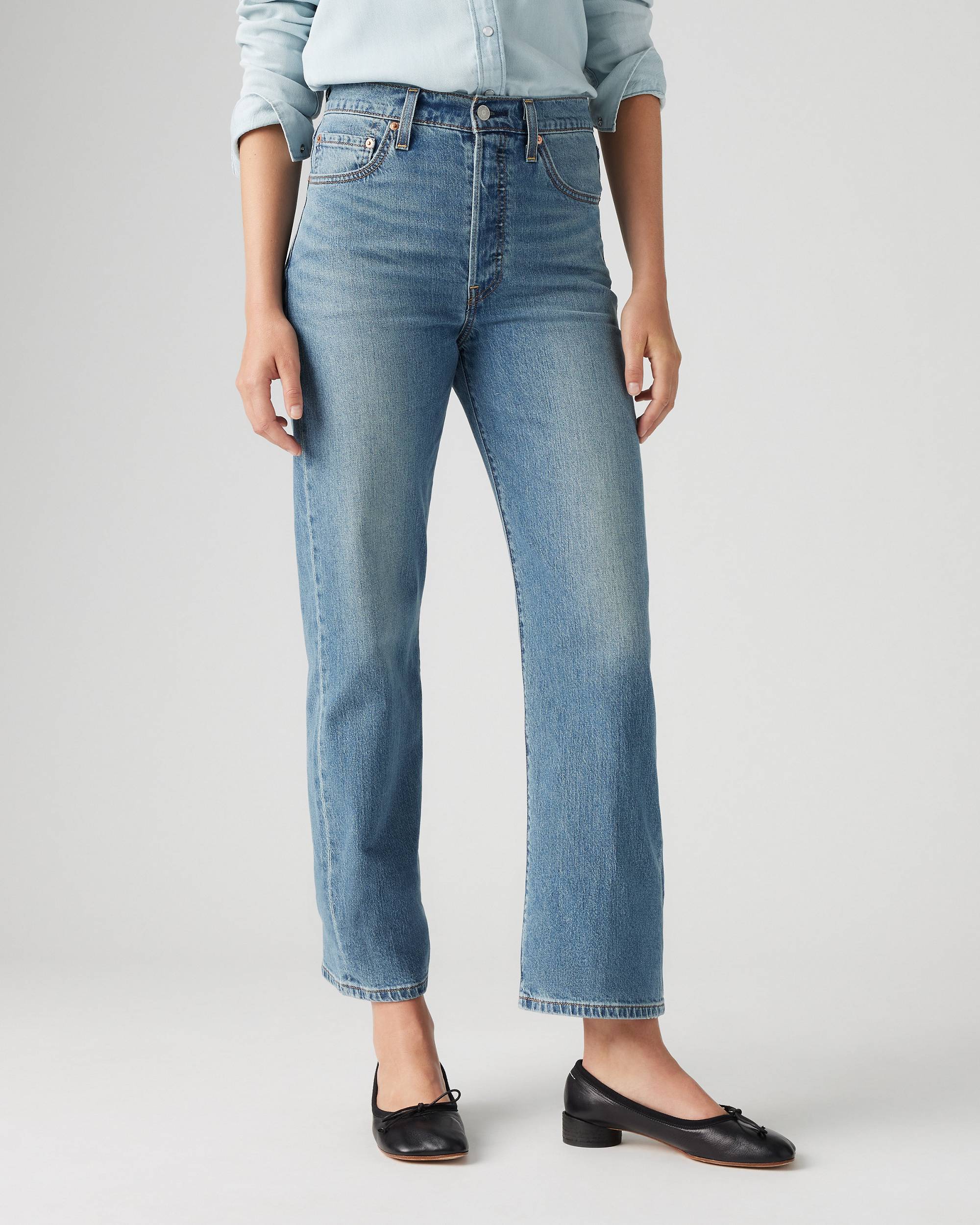 Hidden Buttons Ribcage Straight Ankle Jeans (Buy 2 Free Shipping)
