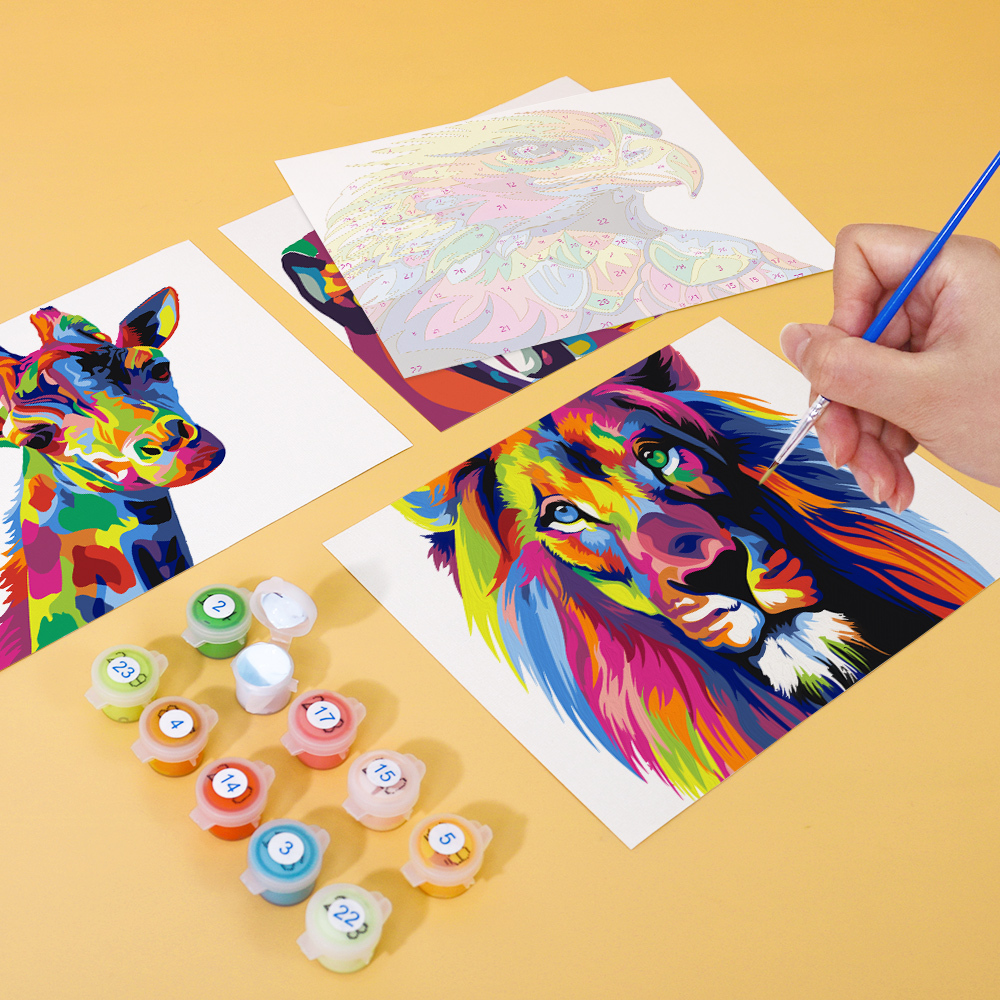 6 pieces, animal mini digital painting set, 15x20cm/5.9x7.8 inches, handmade, suitable for family leisure, is the perfect gift for family and friends.