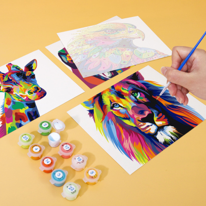 6 pieces, animal mini digital painting set, 15x20cm/5.9x7.8 inches, handmade, suitable for family leisure, is the perfect gift for family and friends.