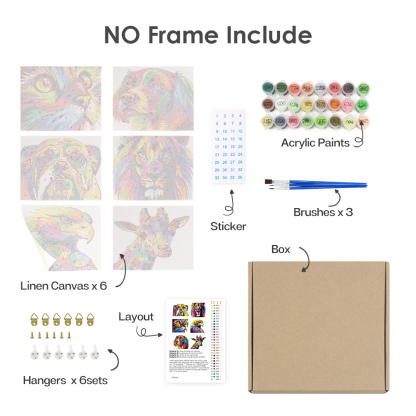 6 pieces, animal mini digital painting set, 15x20cm/5.9x7.8 inches, handmade, suitable for family leisure, is the perfect gift for family and friends.